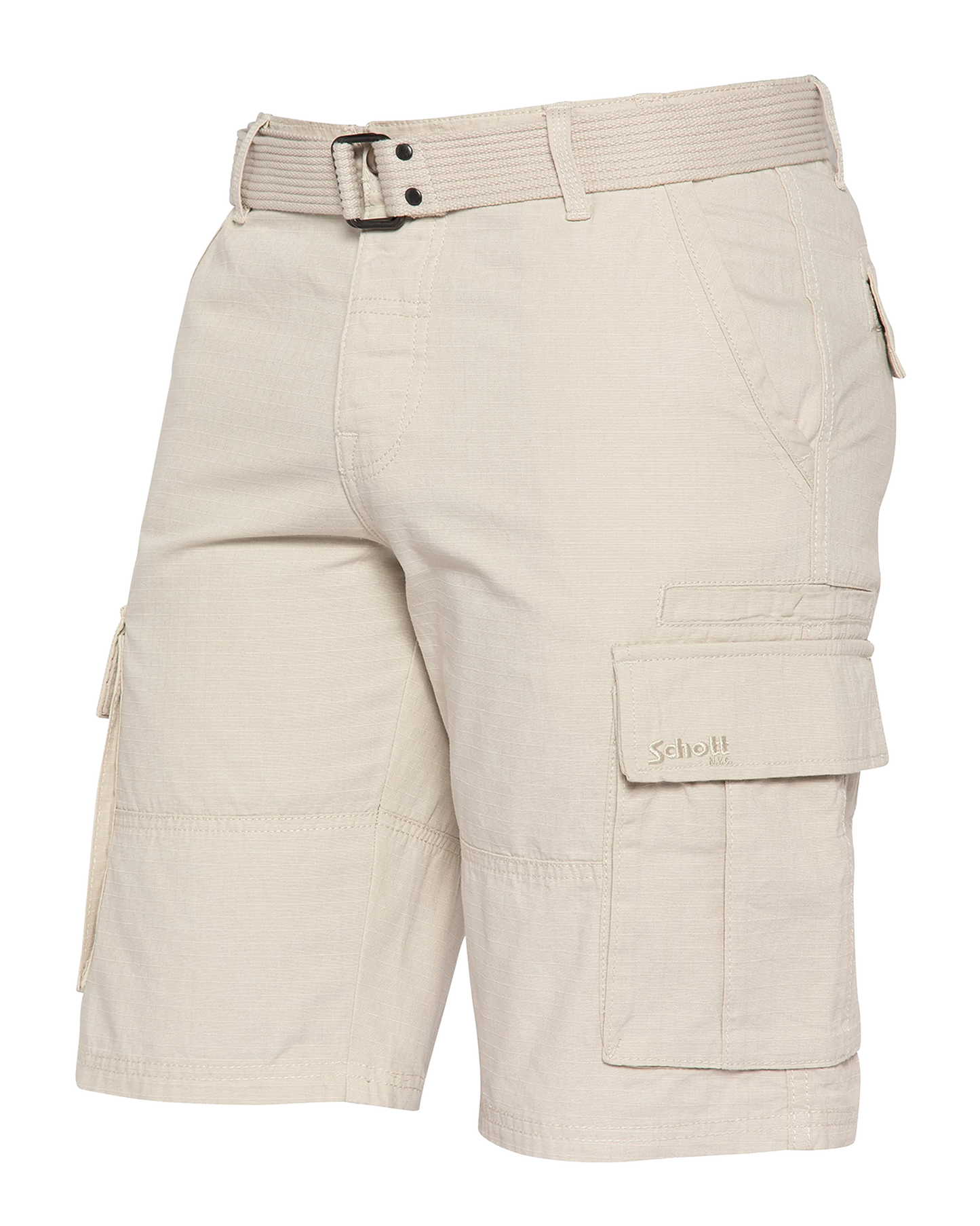 Beigefarbene Combat-Shorts mit Gürtel