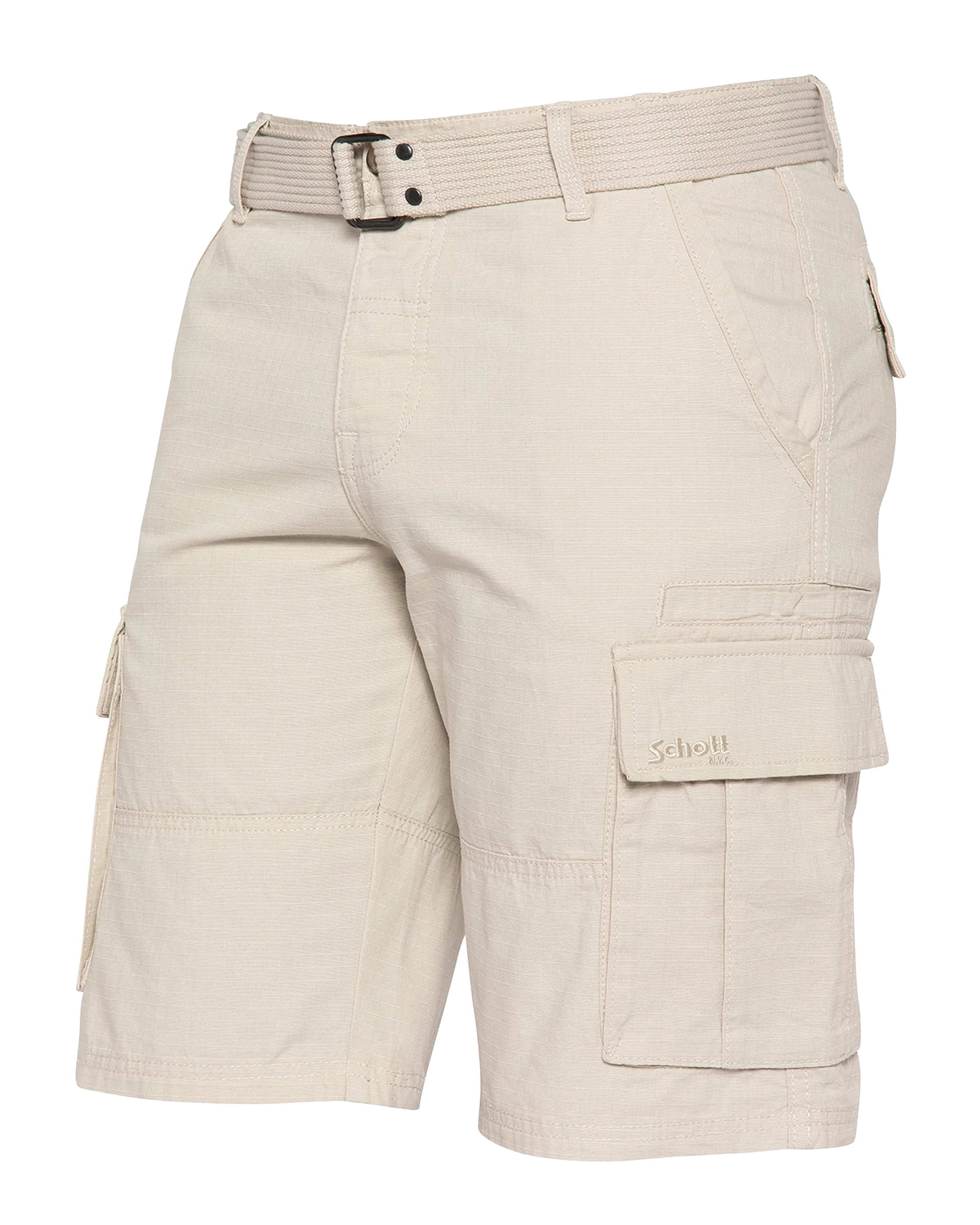Beigefarbene Combat-Shorts mit Gürtel-4