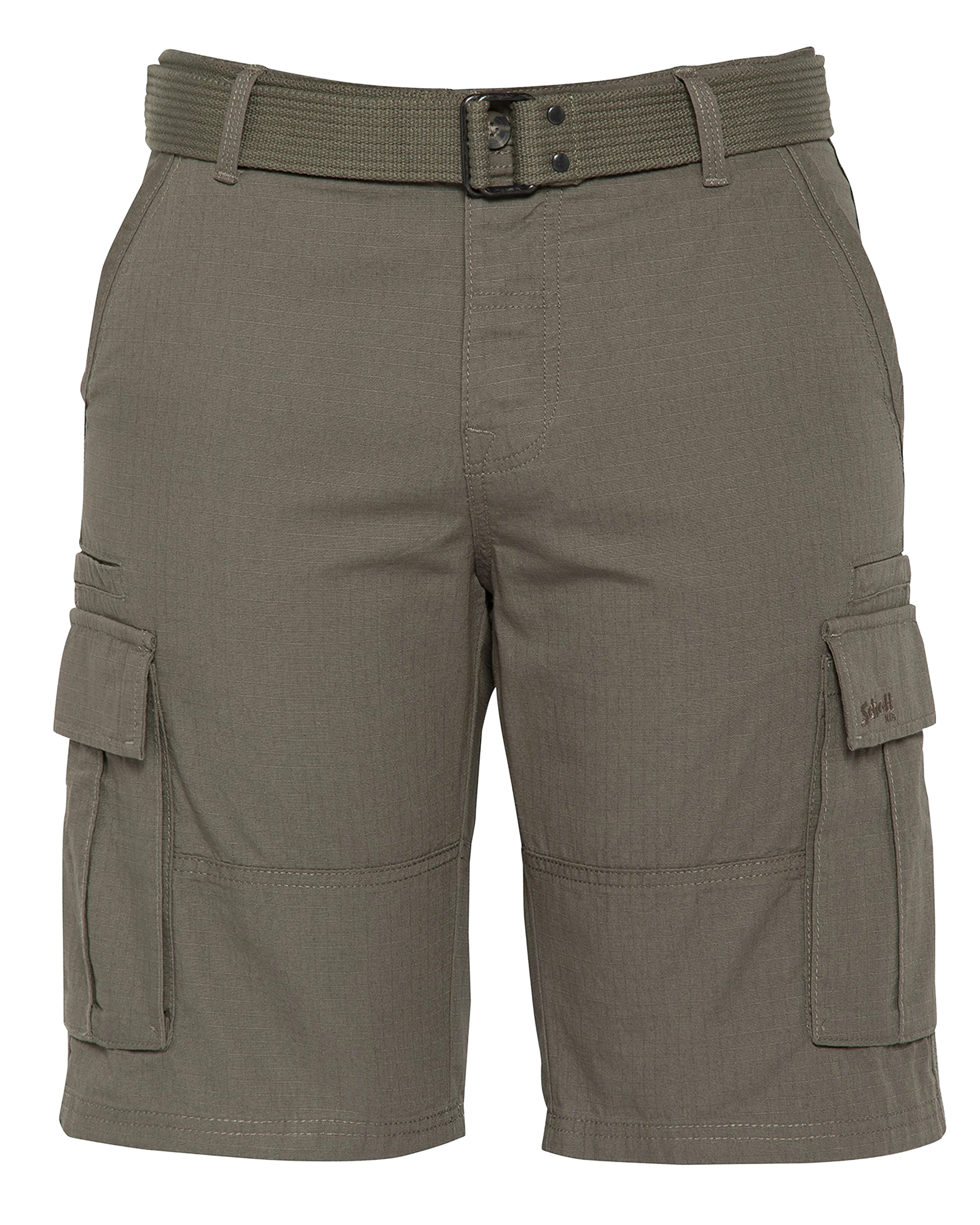 Khakifarbene Combat-Shorts mit Gürtel-1
