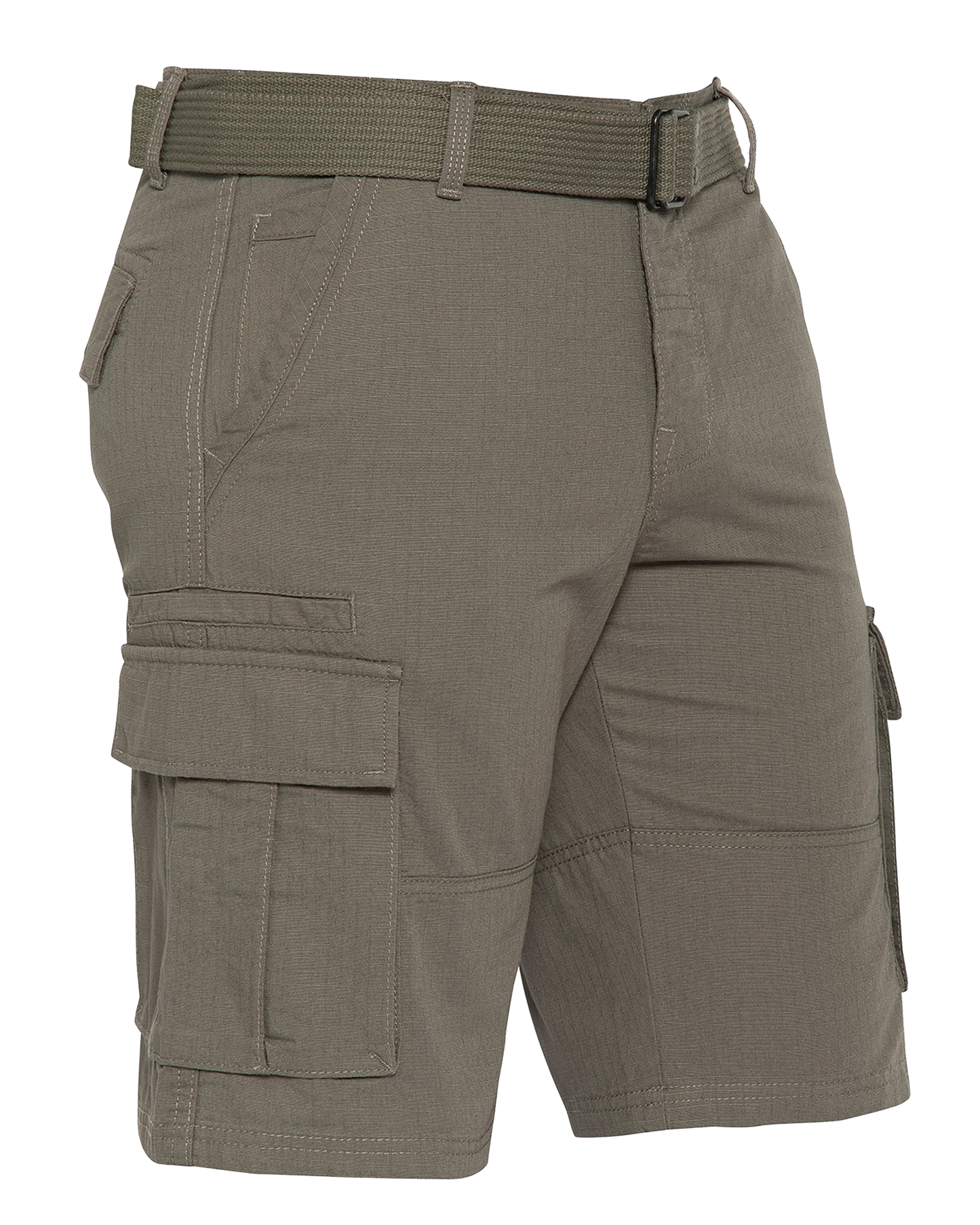 Khakifarbene Combat-Shorts mit Gürtel