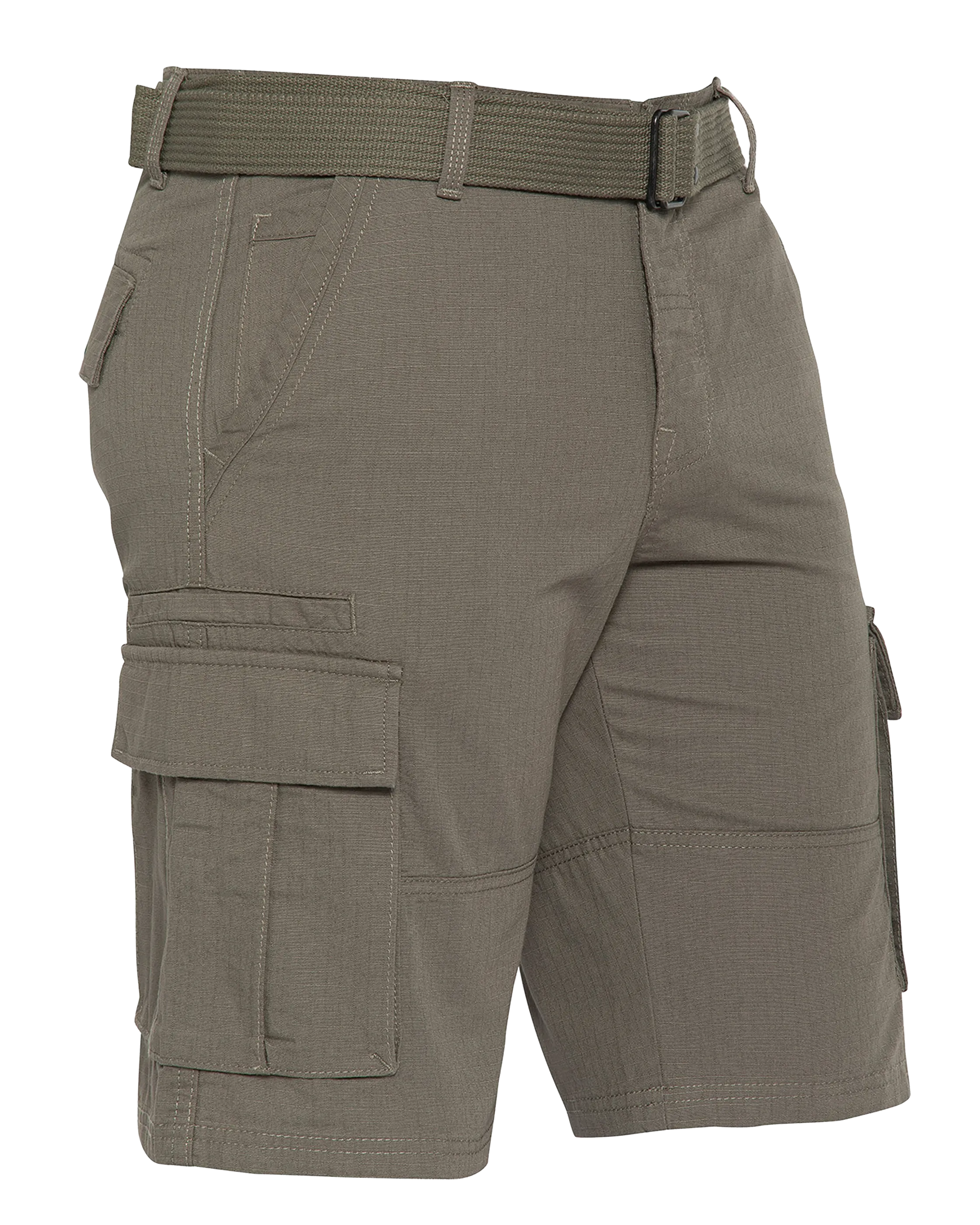 Khakifarbene Combat-Shorts mit Gürtel-3