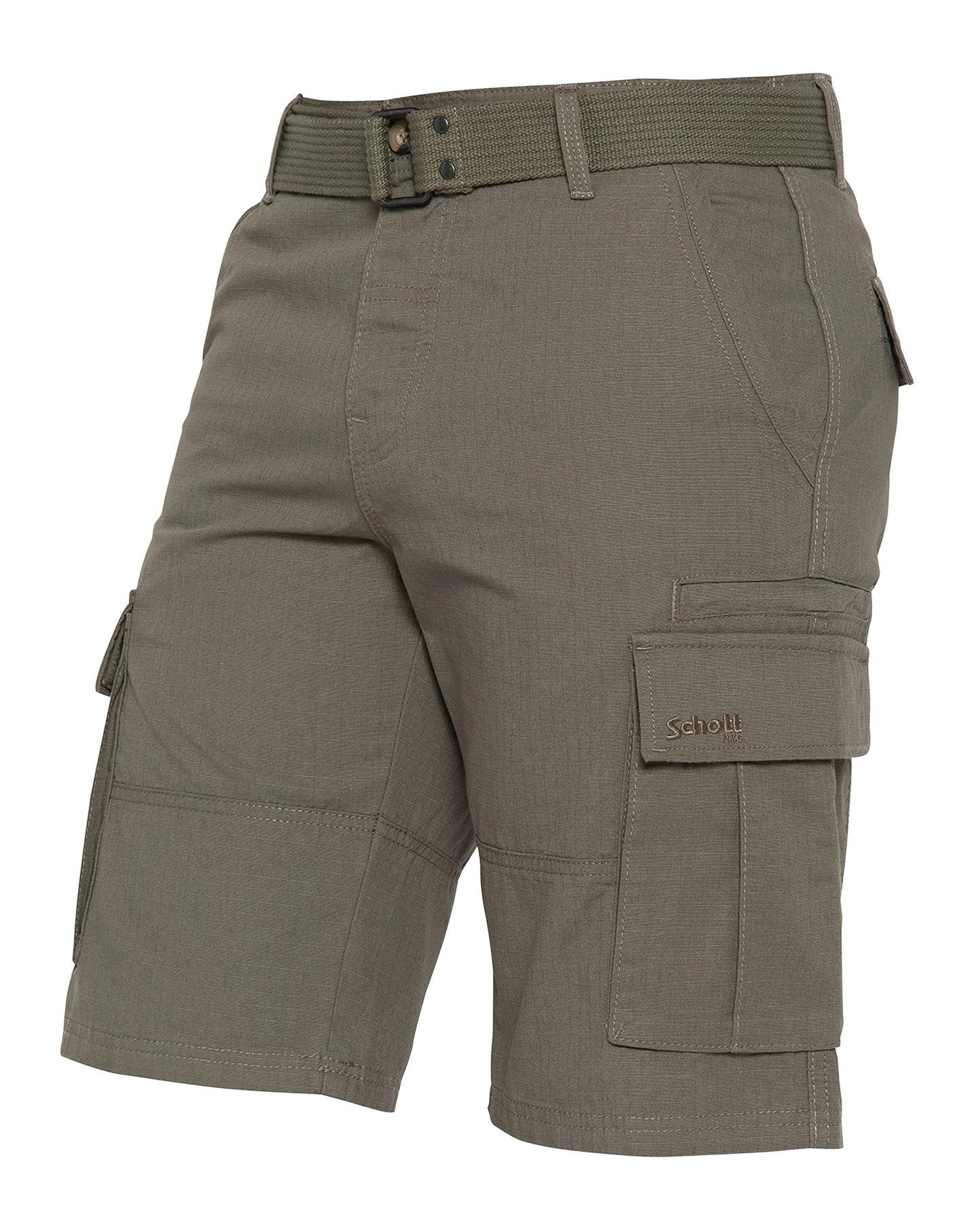 Khakifarbene Combat-Shorts mit Gürtel