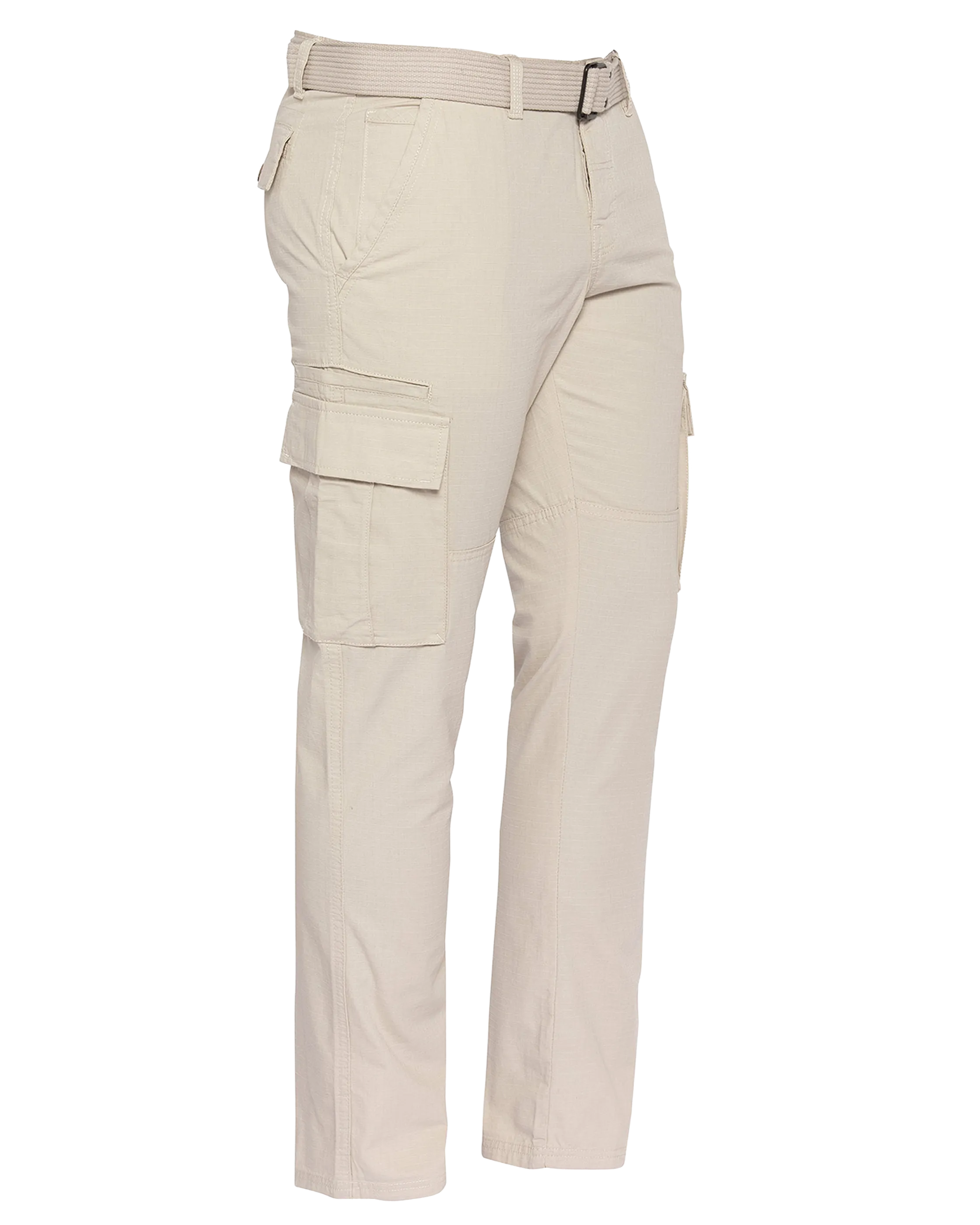 Beige combat pants with belt-3