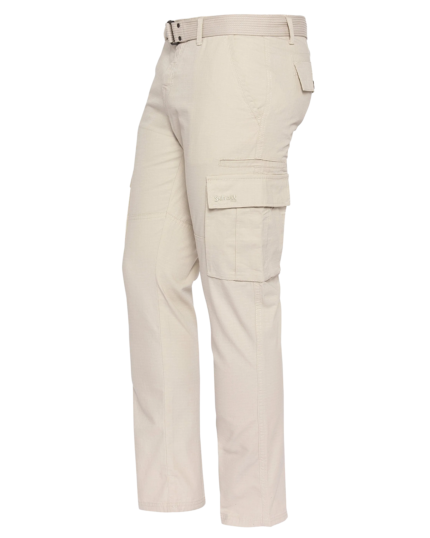 Beige combat pants with belt