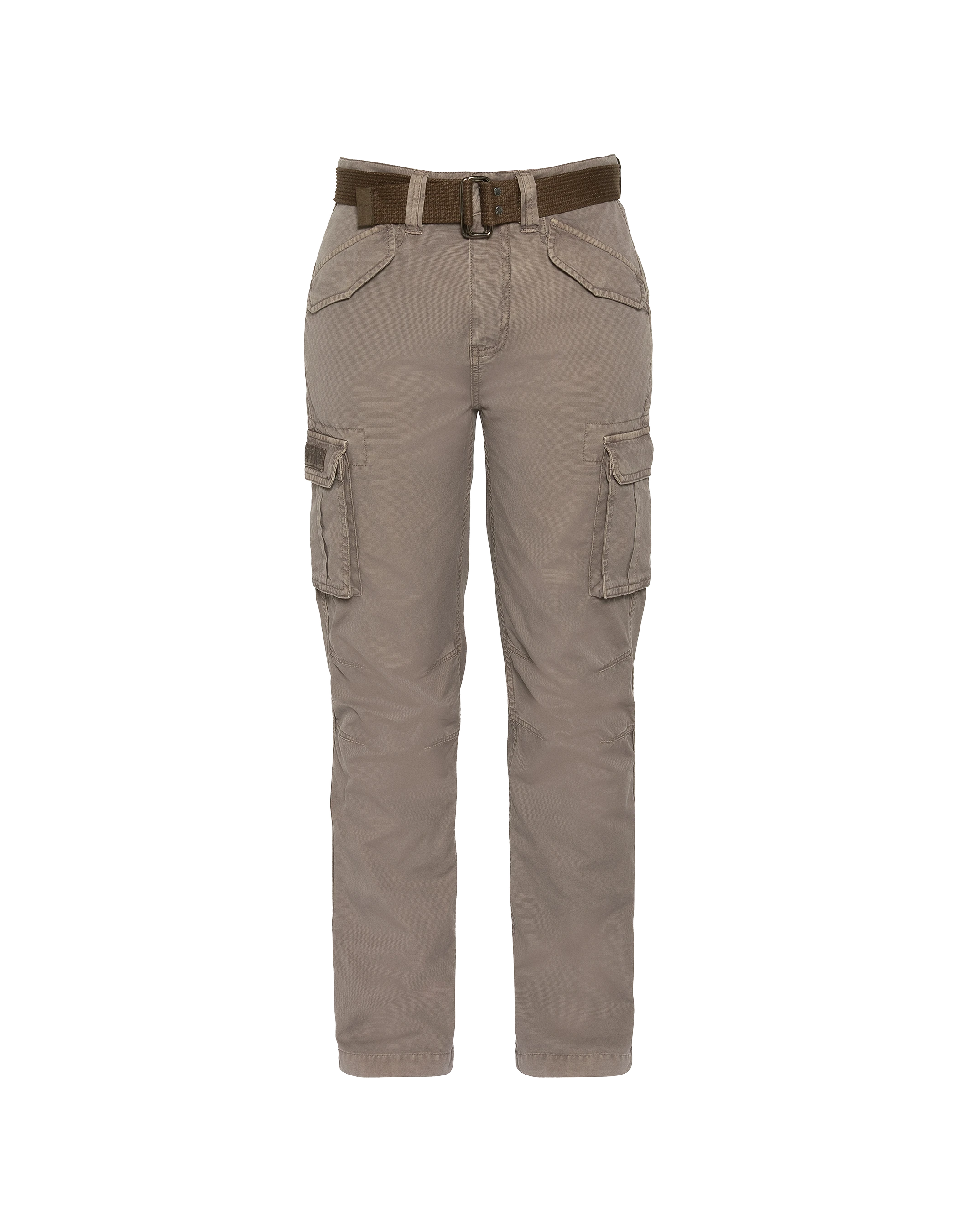 Khakifarbene Cargohose mit mehreren Taschen-1