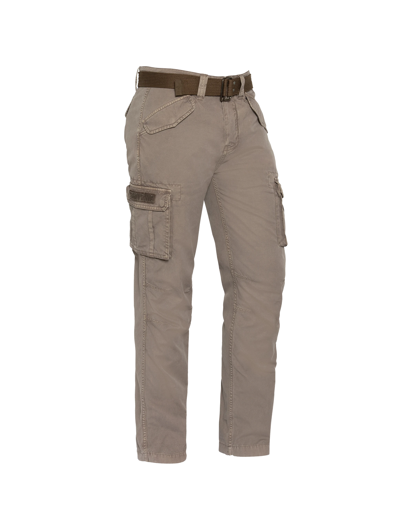 Khakifarbene Cargohose mit mehreren Taschen