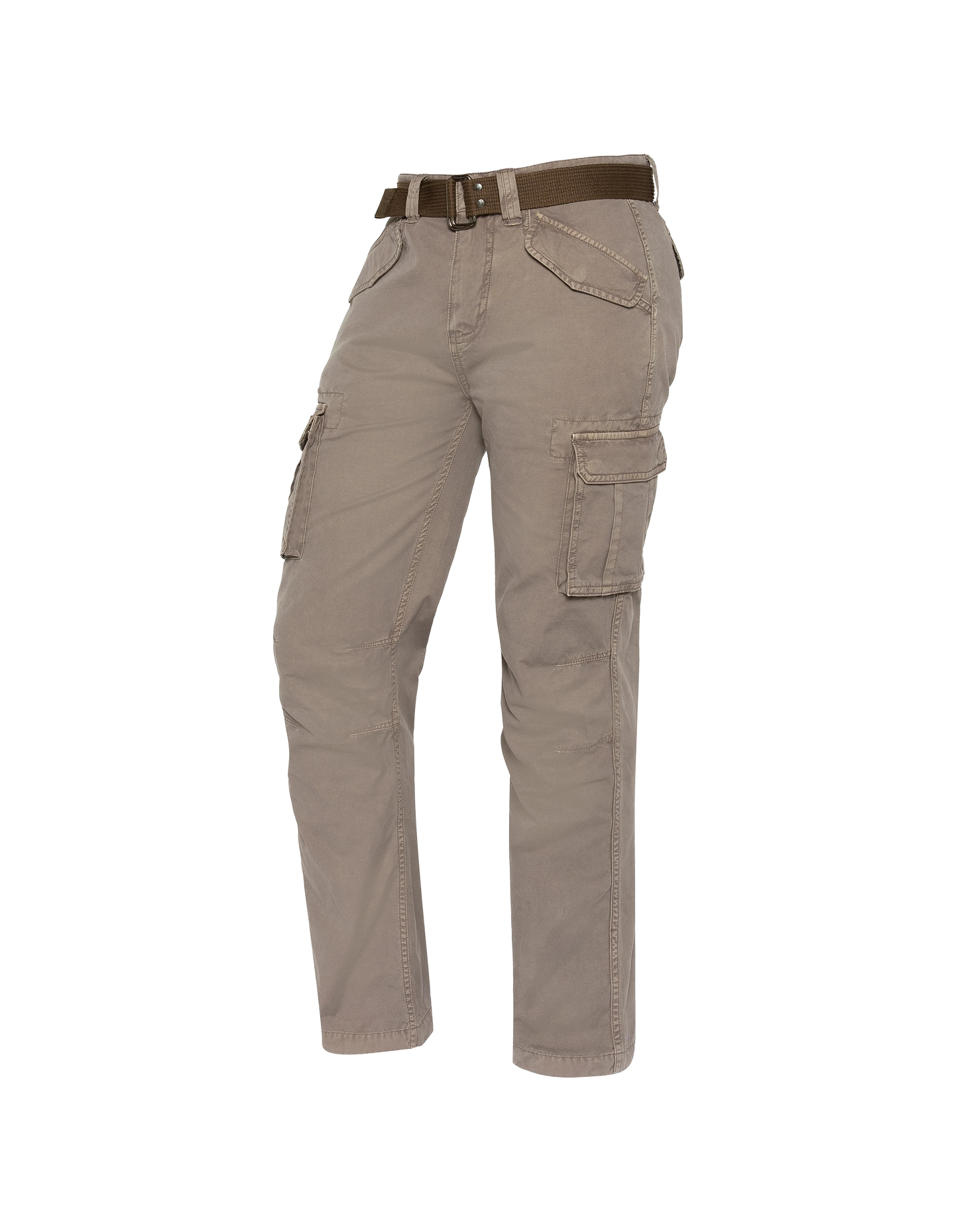 Khakifarbene Cargohose mit mehreren Taschen