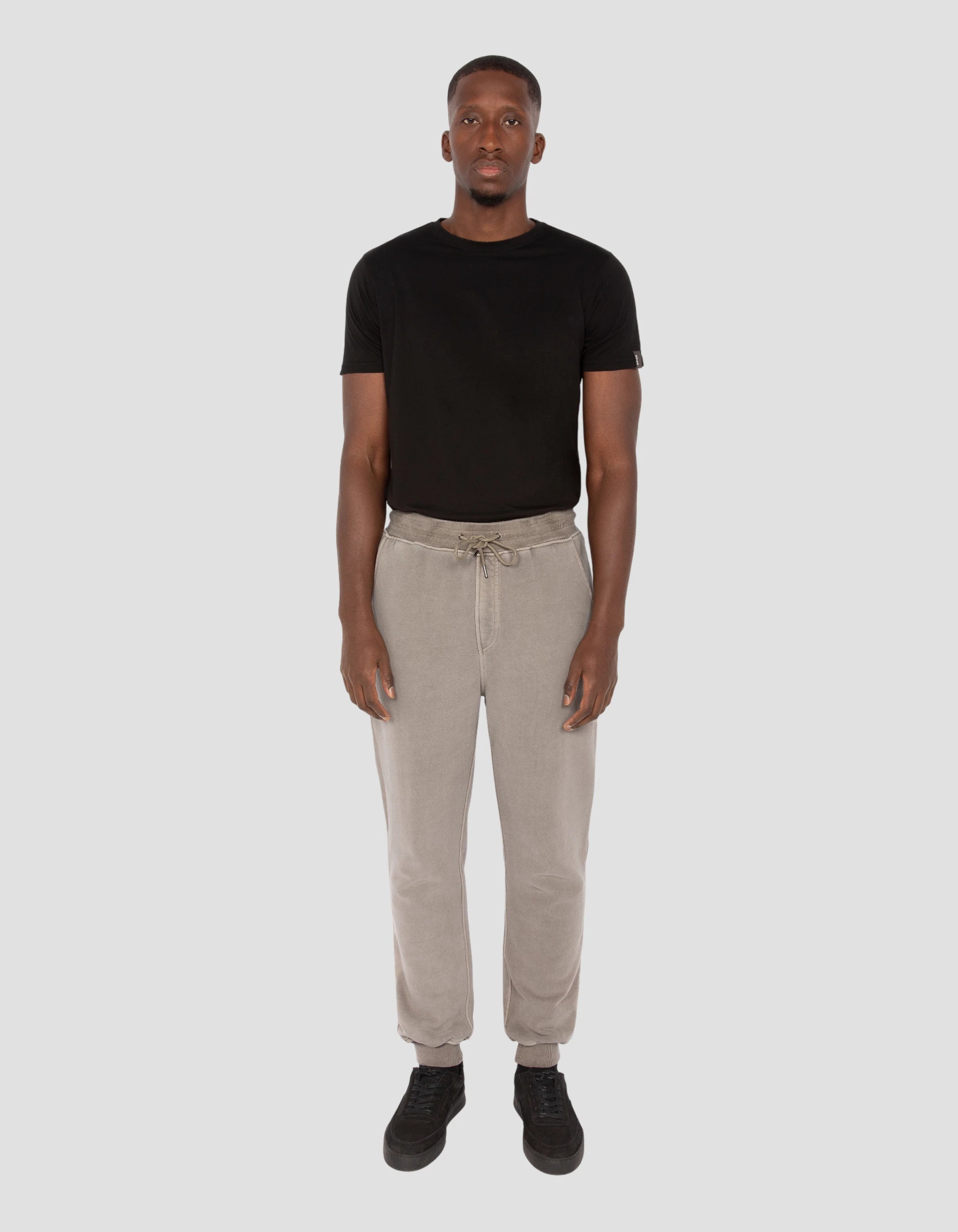 Pantalon de survêtement taupe, effet délavé-4