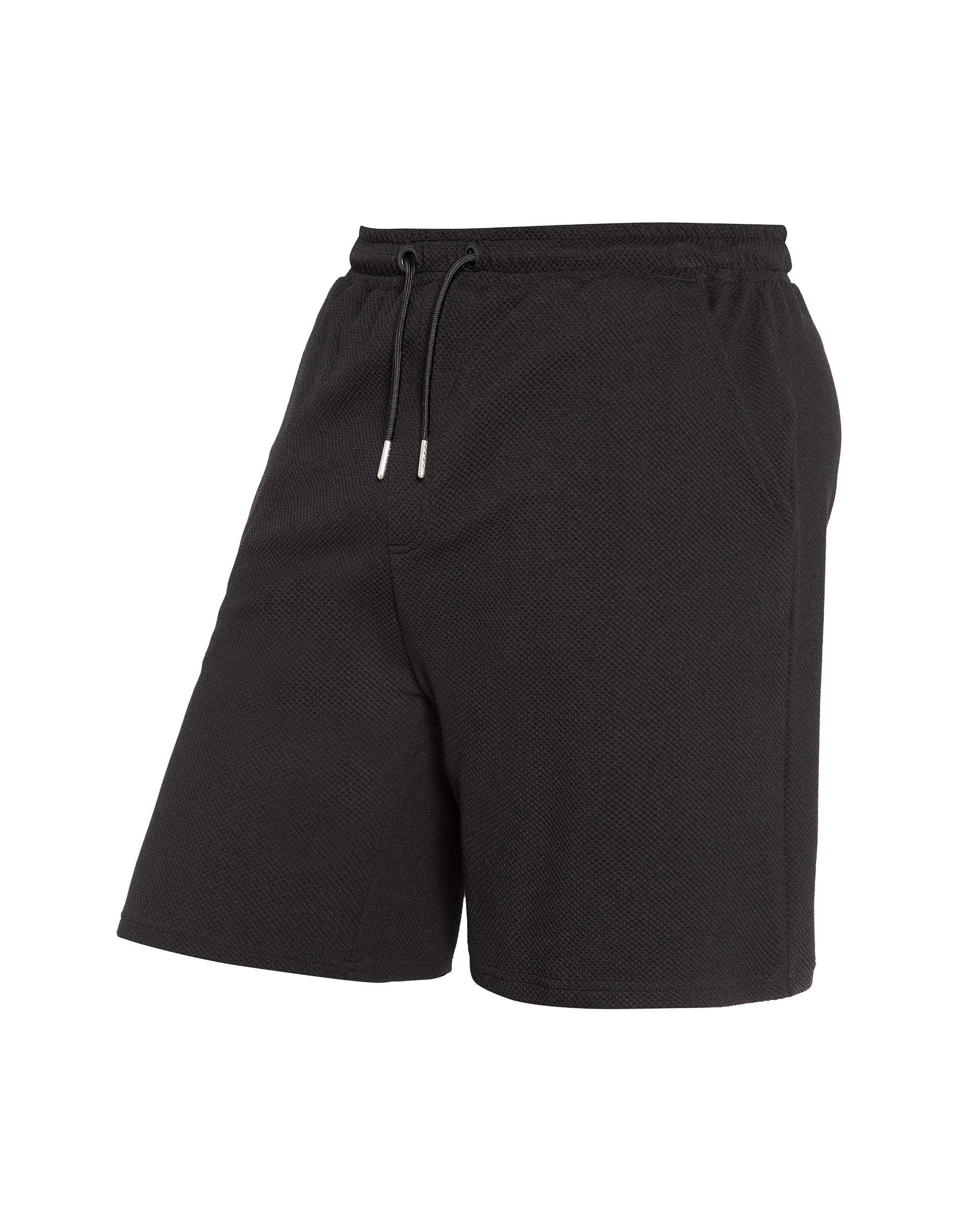 Shorts neri effetto goffrato-4