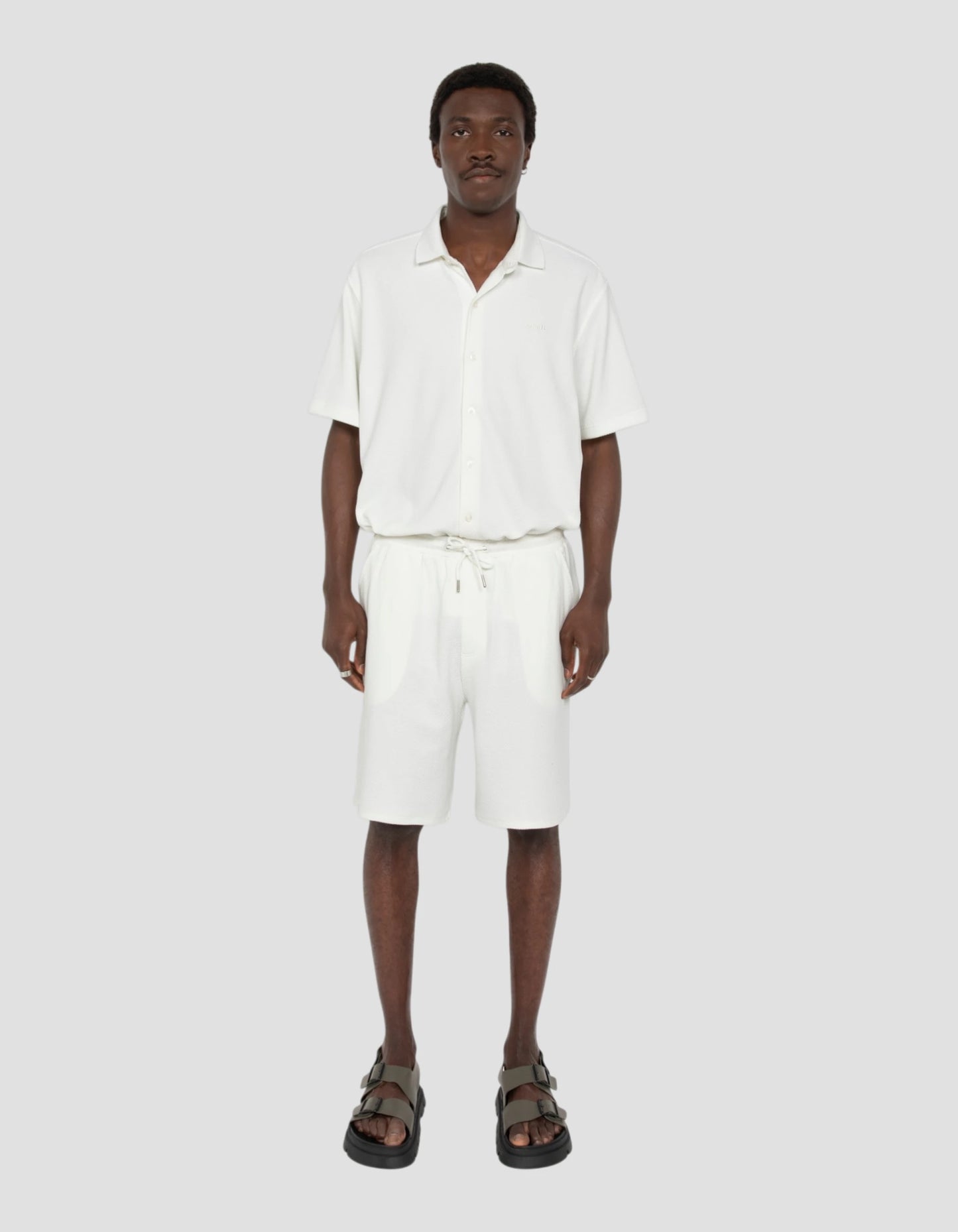 White shorts waffle knit