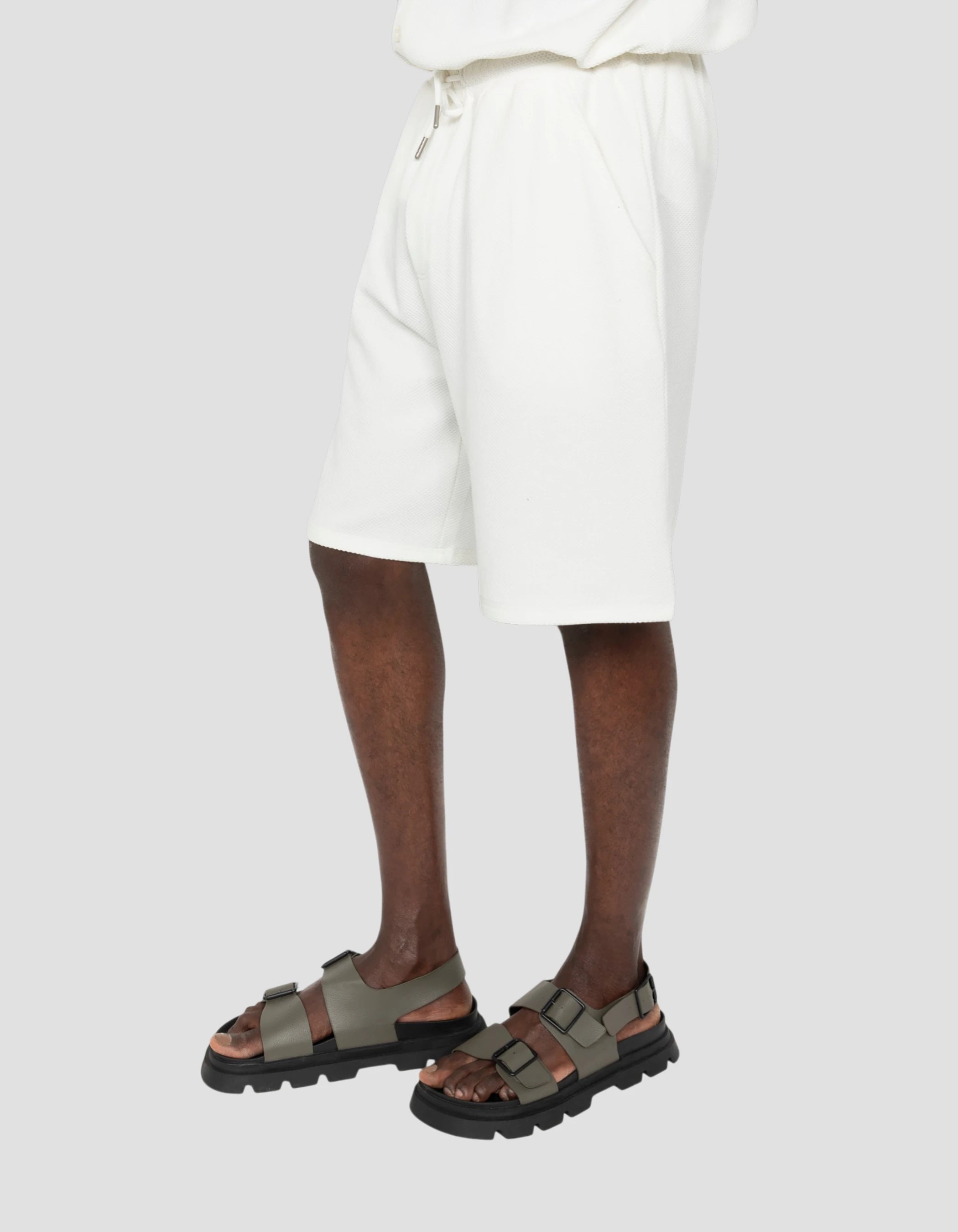 White shorts waffle knit-1