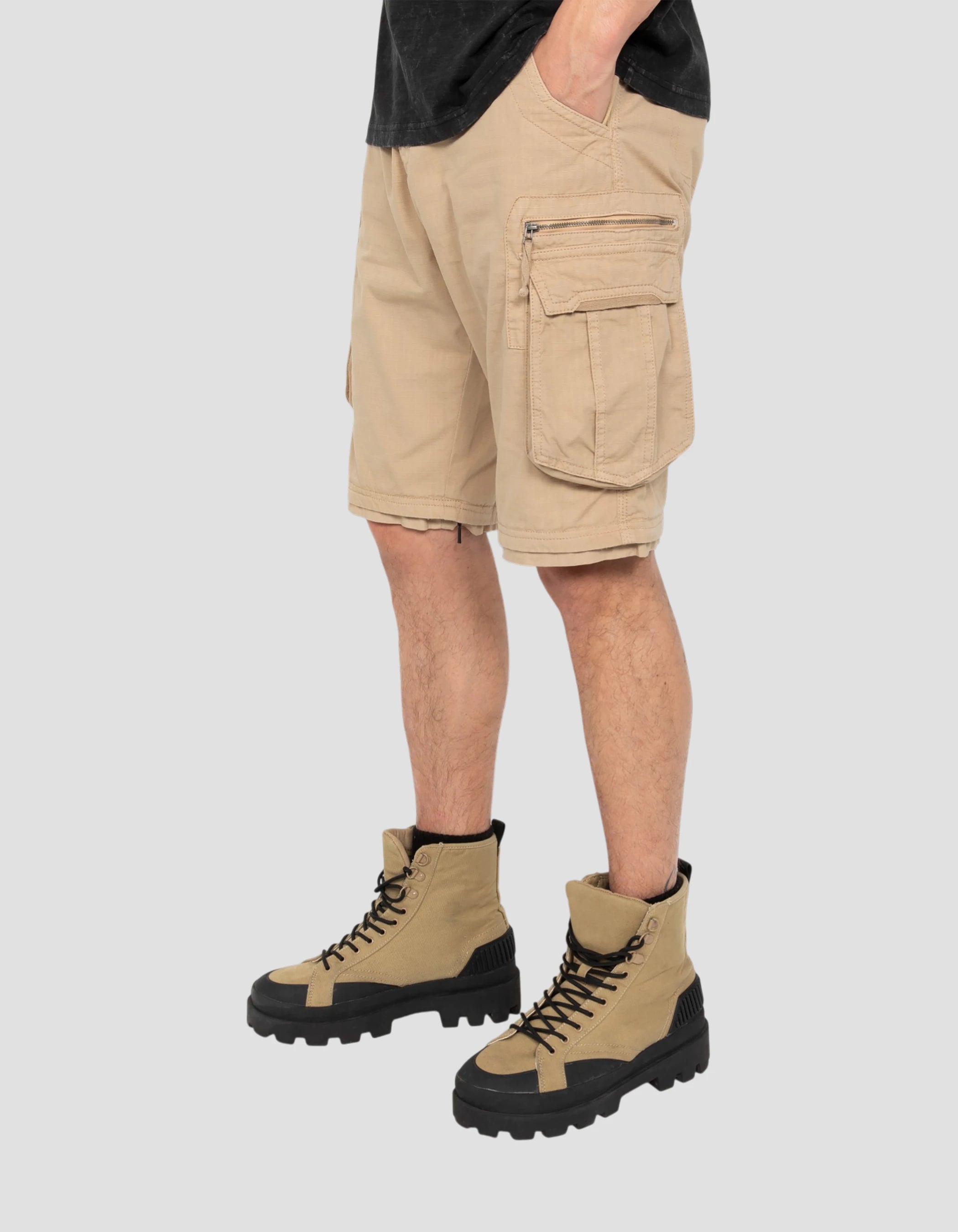 Beige 2 in 1 cargo pants-5