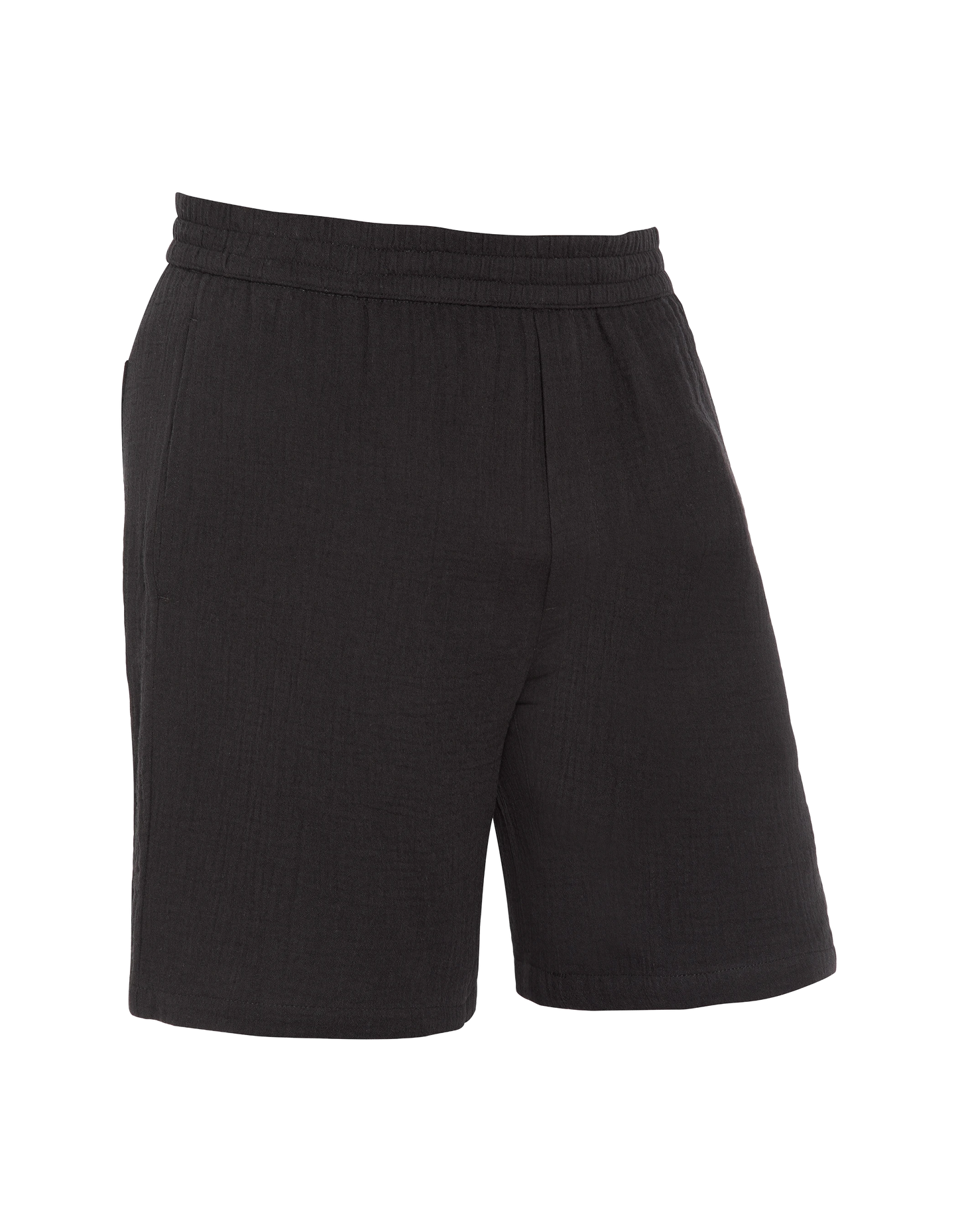 Shorts in garza di cotone nero