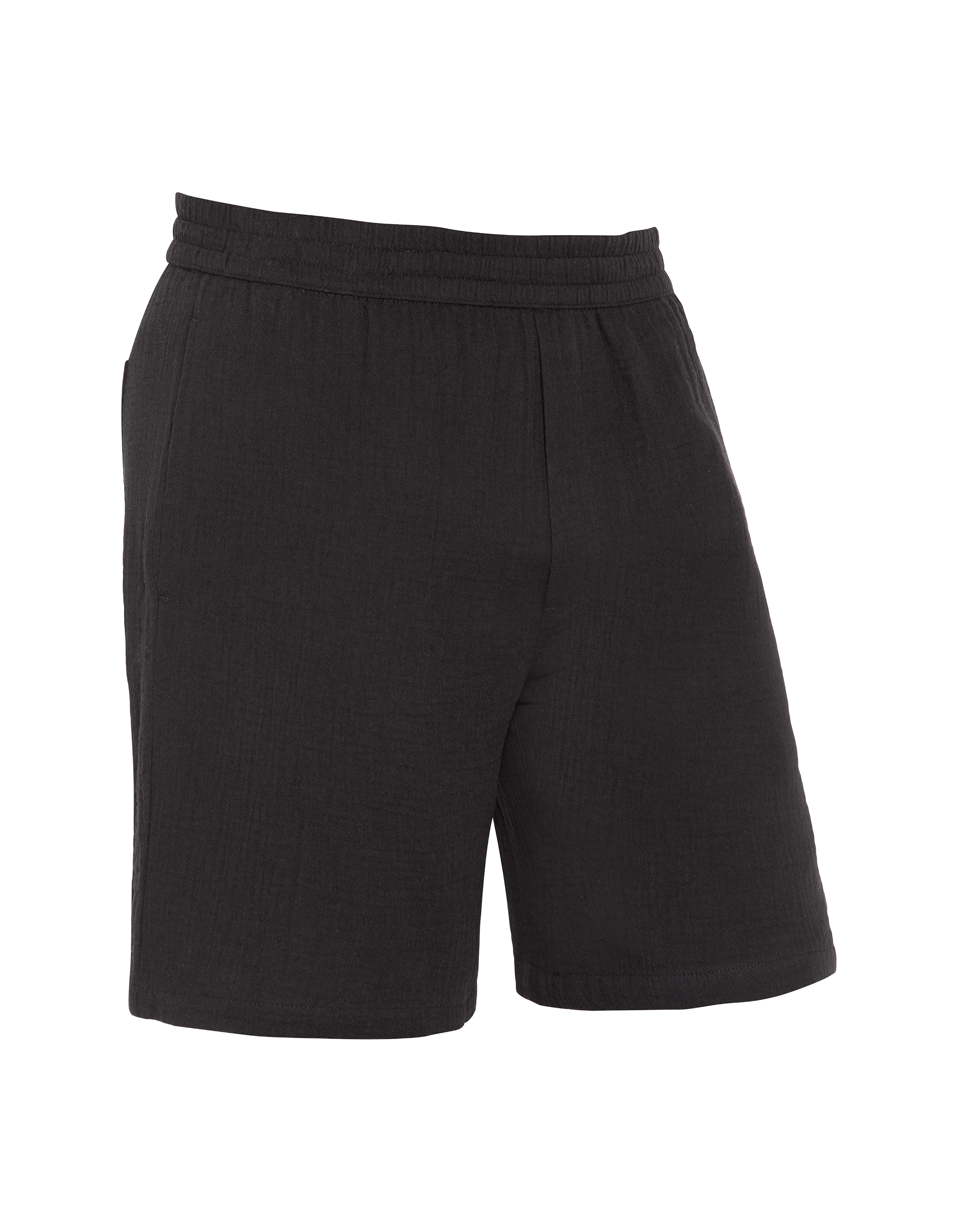 Shorts in garza di cotone nero-3