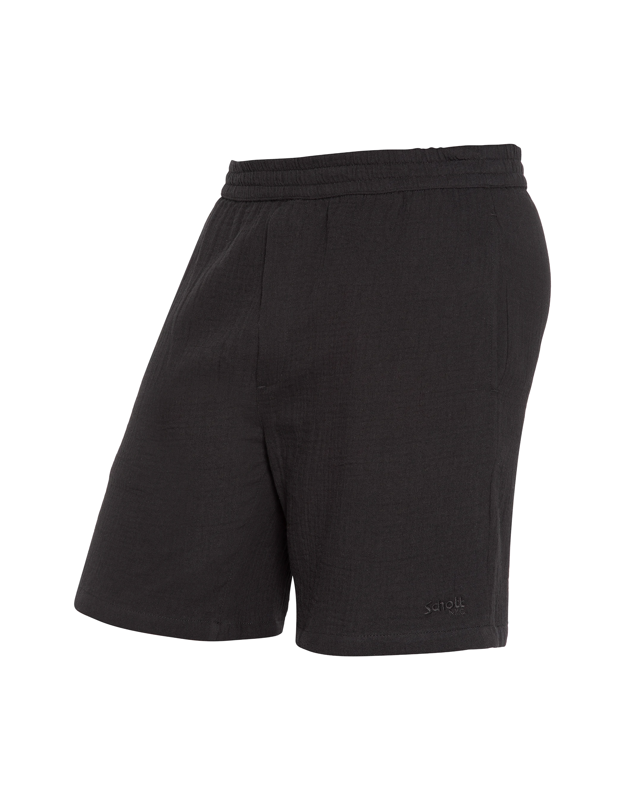 Shorts in garza di cotone nero-4