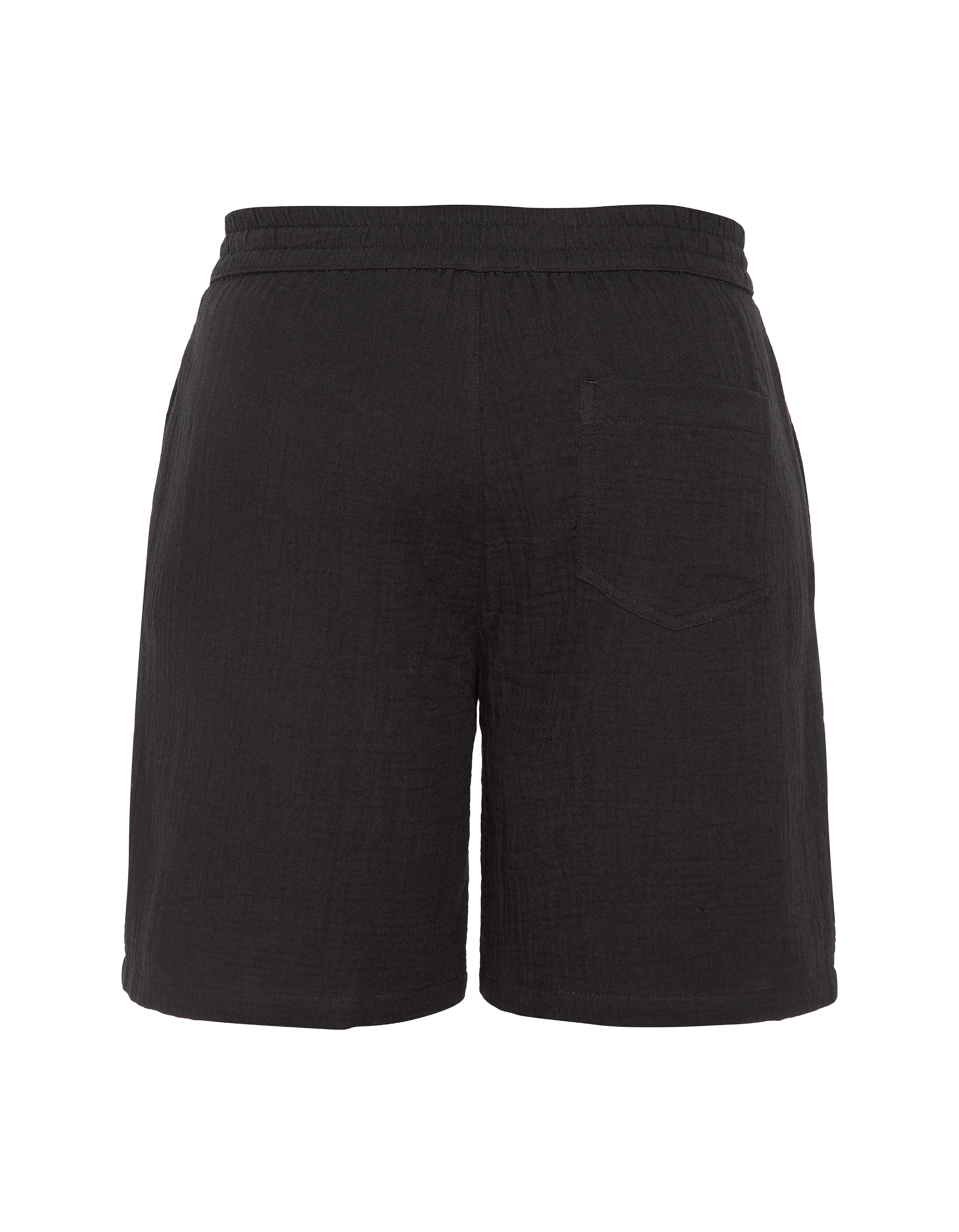 Shorts in garza di cotone nero-2