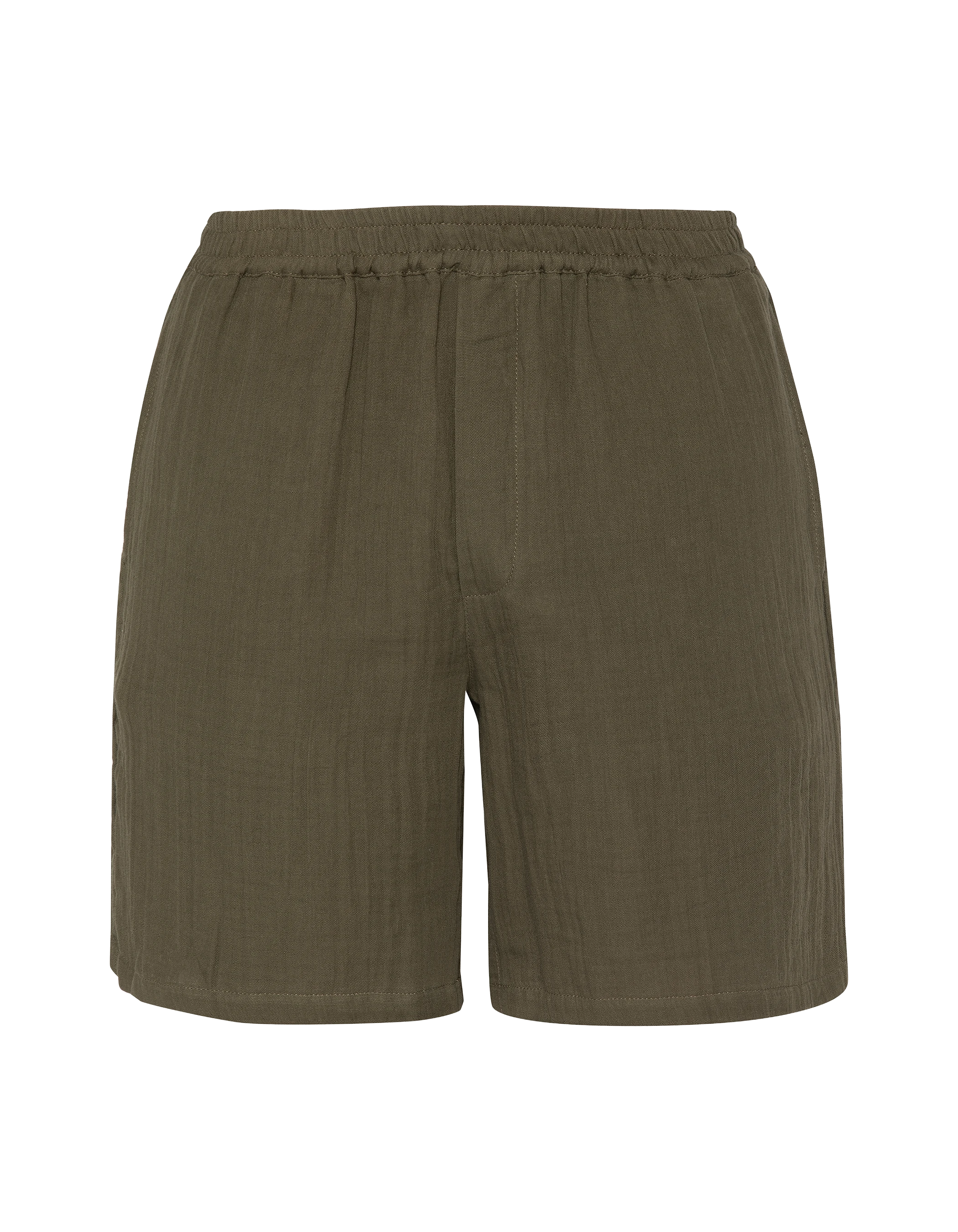 Khaki cotton gauze shorts-2