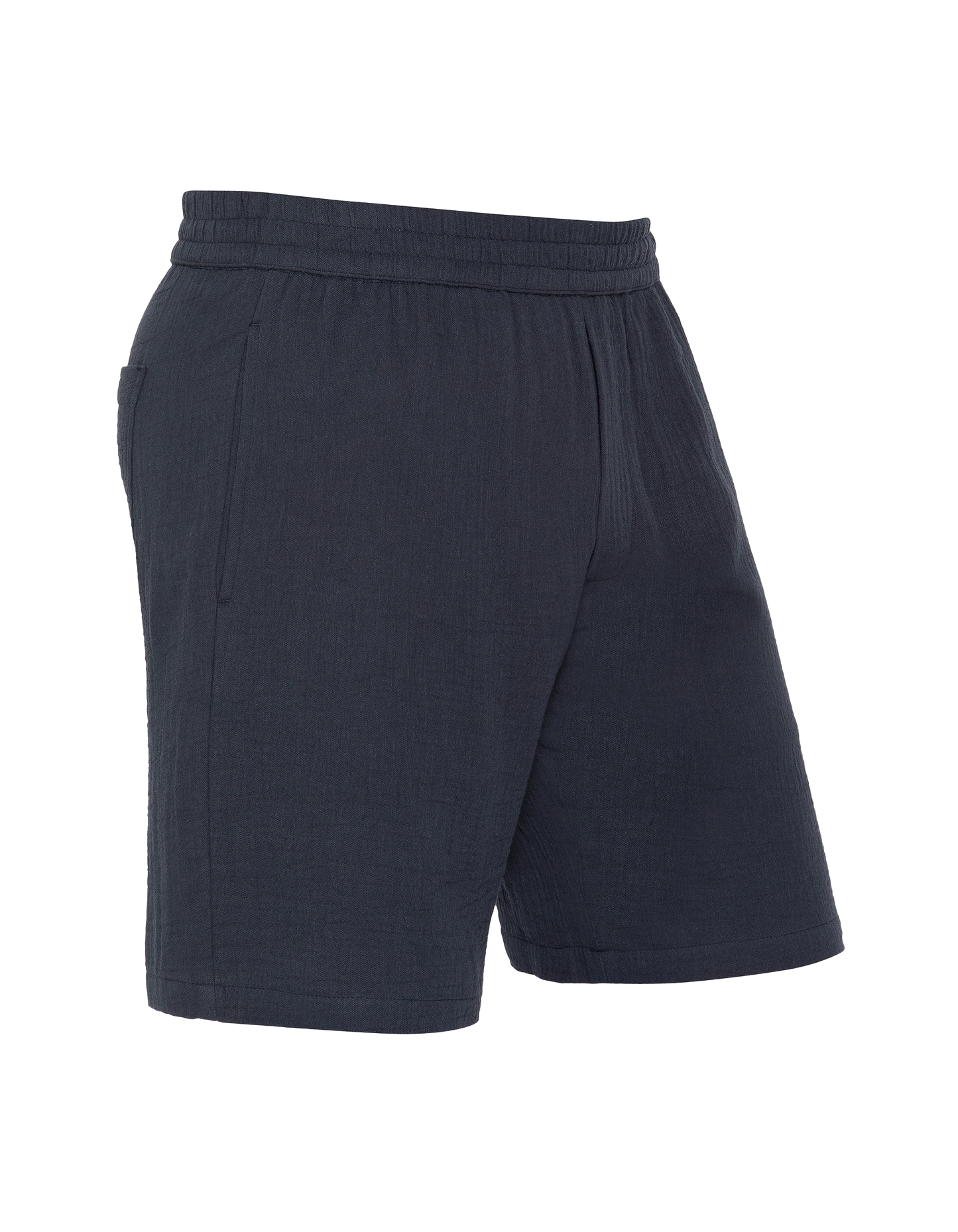 Shorts in garza di cotone blu navy