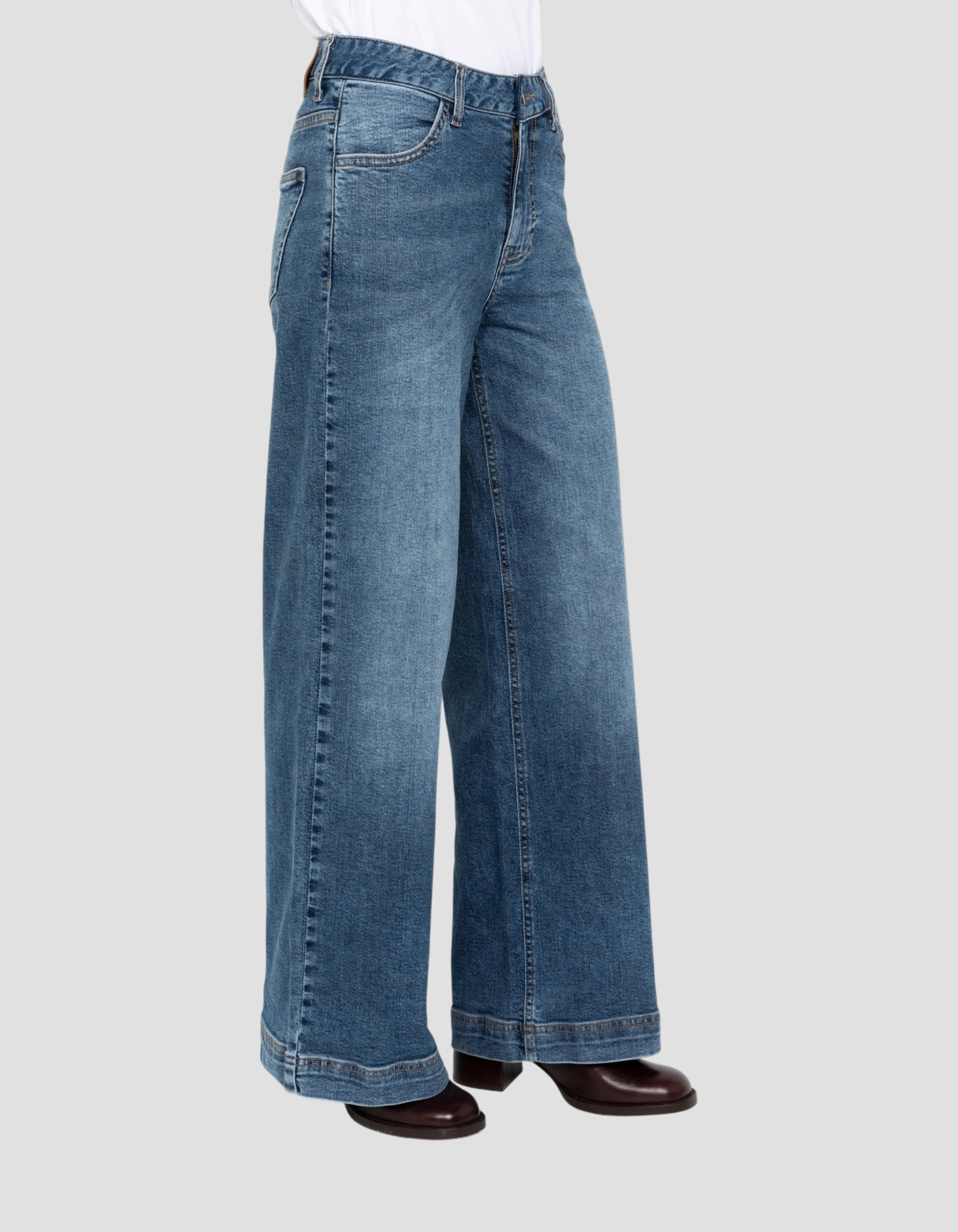 Jean droit bleu jambes larges-1