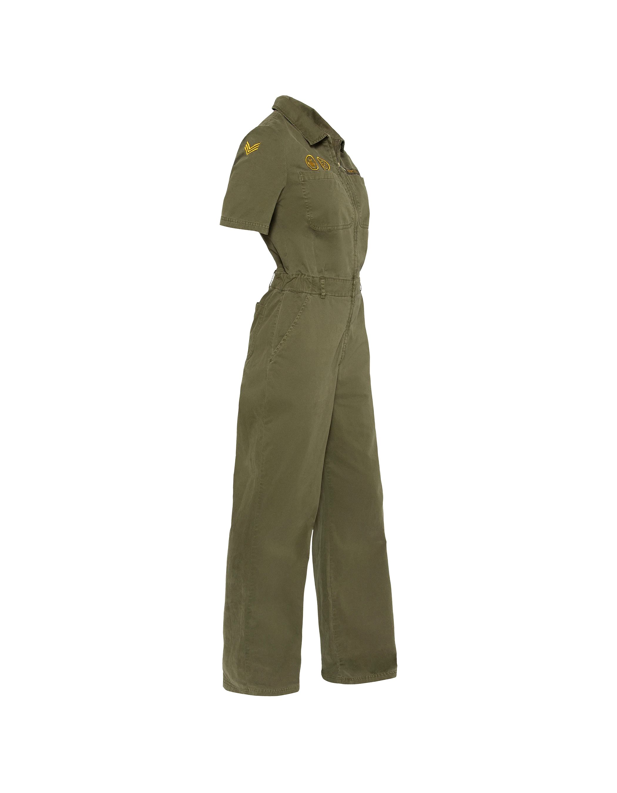 Tuta militare kaki a maniche corte-3