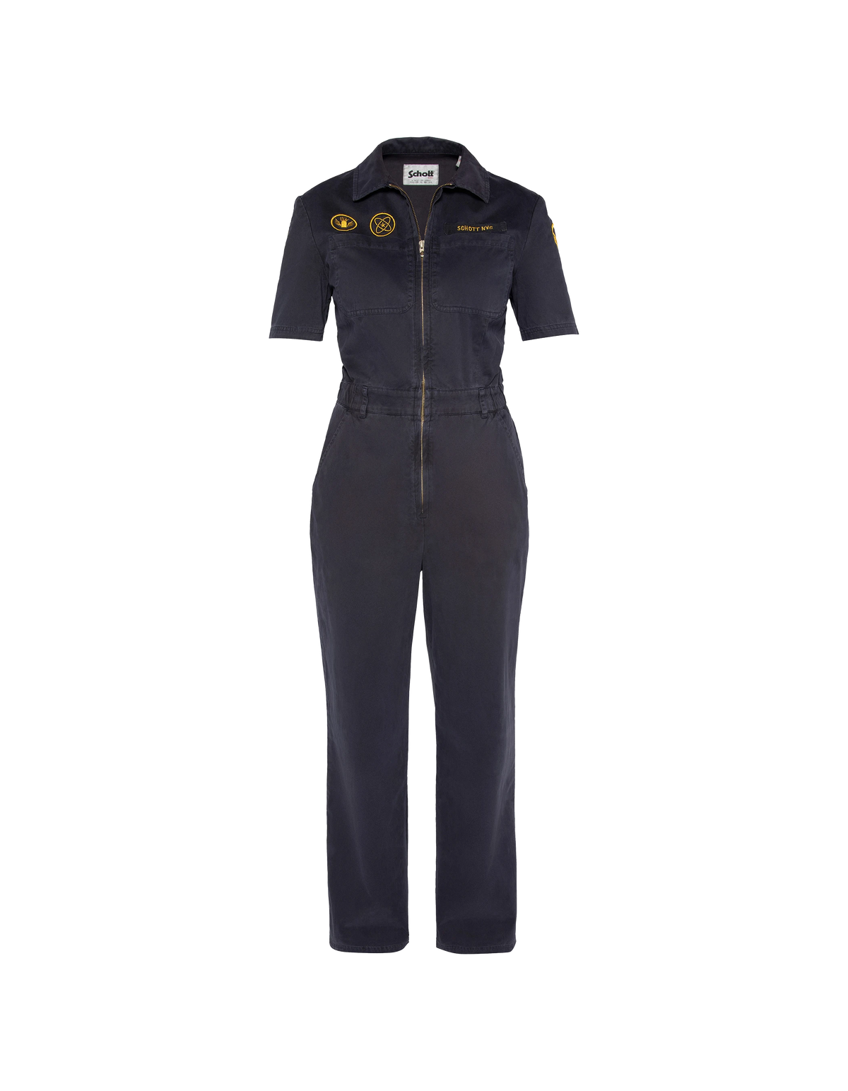 Navy blue army coverall with short sleeves - TRJABRIL70W | Schott NYC® Navy blue army coverall with short sleeves - TRJABRIL70W | Schott NYC®