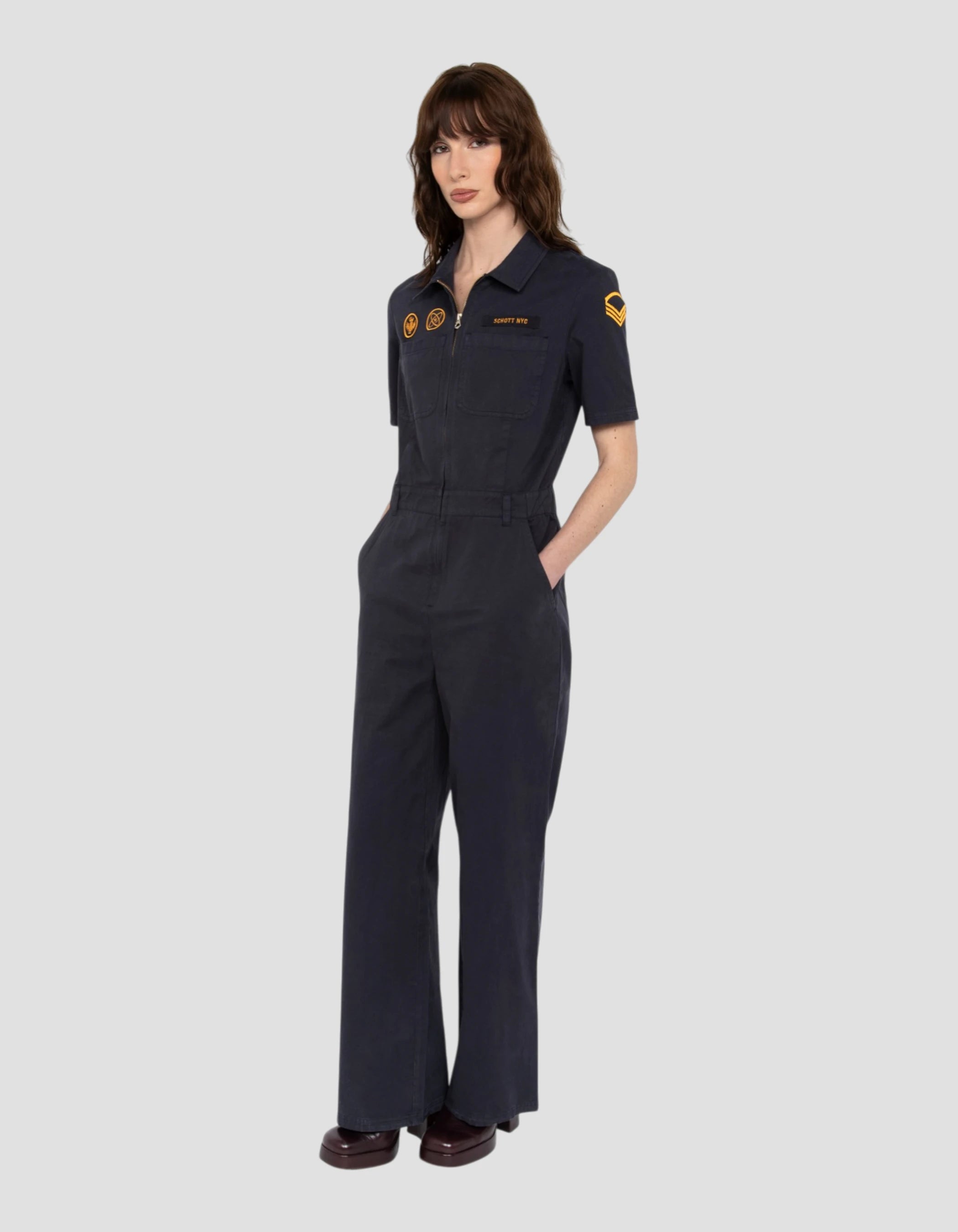 Combinaison bleu marine manches courtes army-4