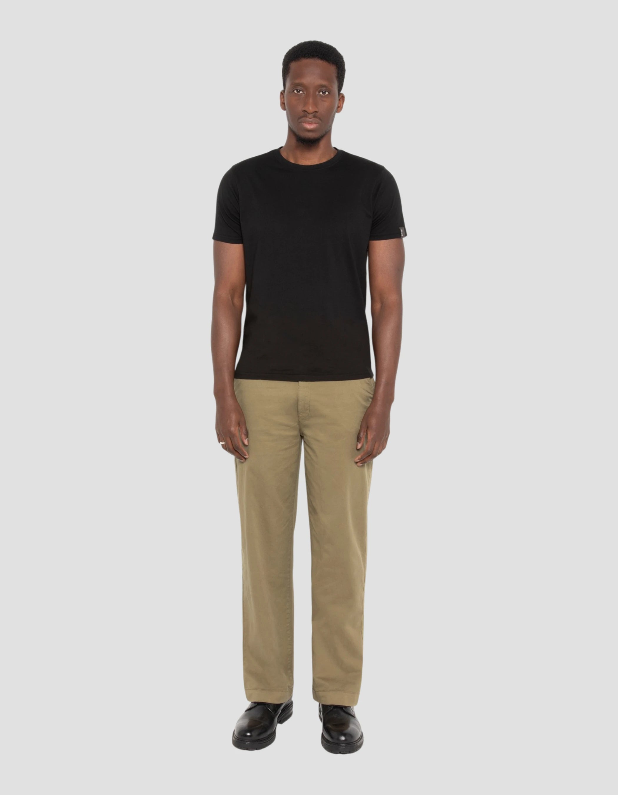 Wide light khaki chino pants-4
