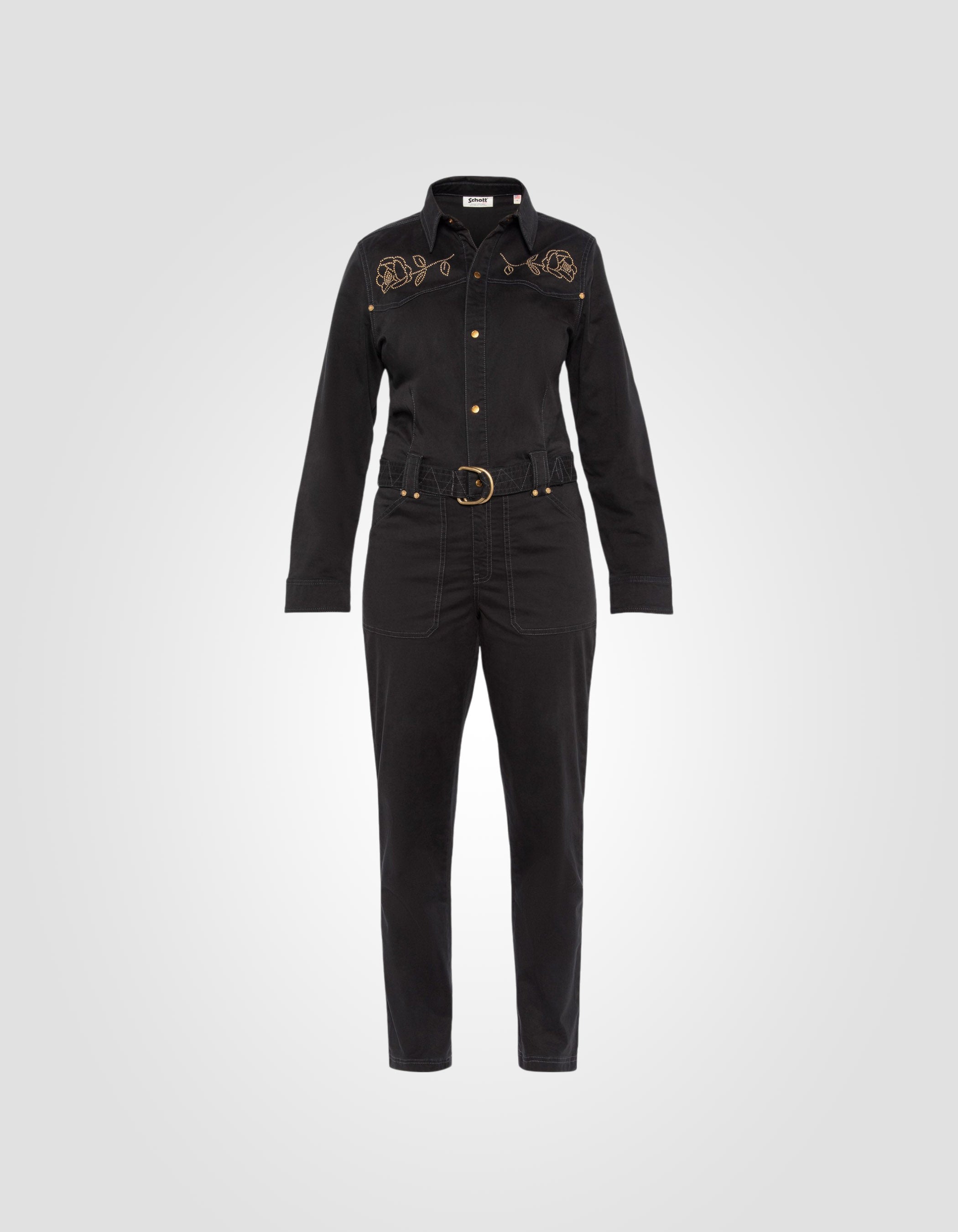 Black Western Combination Flowers con borchie-2