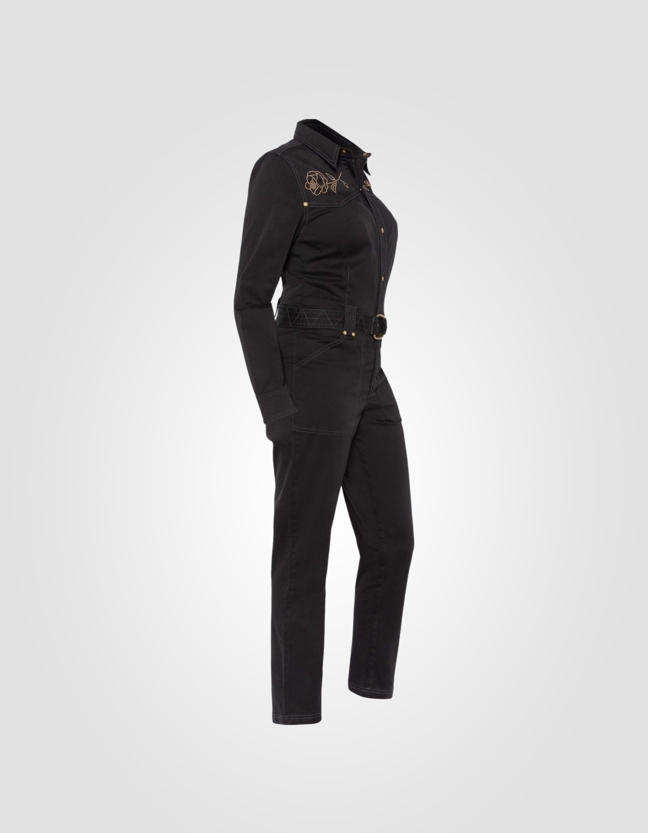 Black Western Combination Flowers con borchie-7