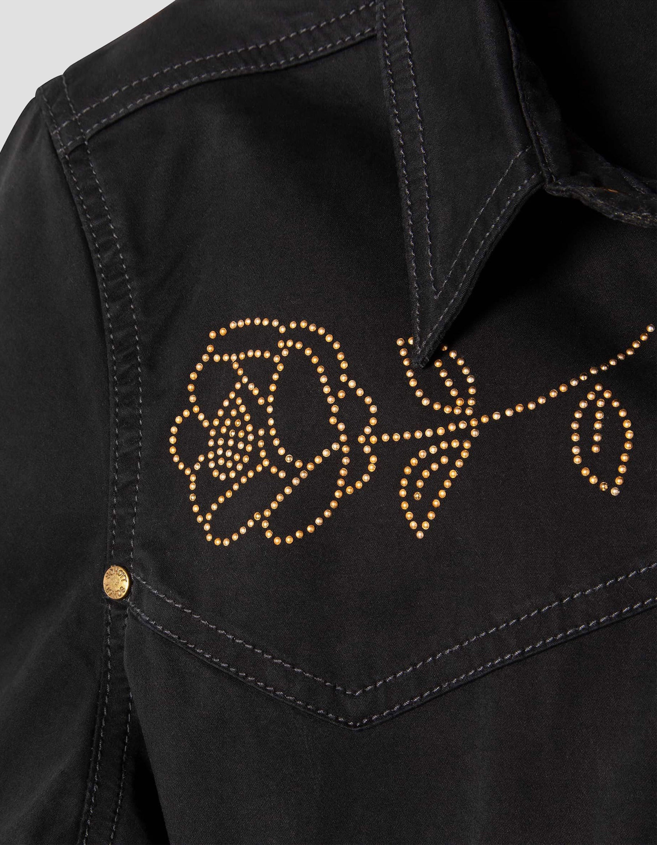 Black Western Combination Flowers con borchie-9