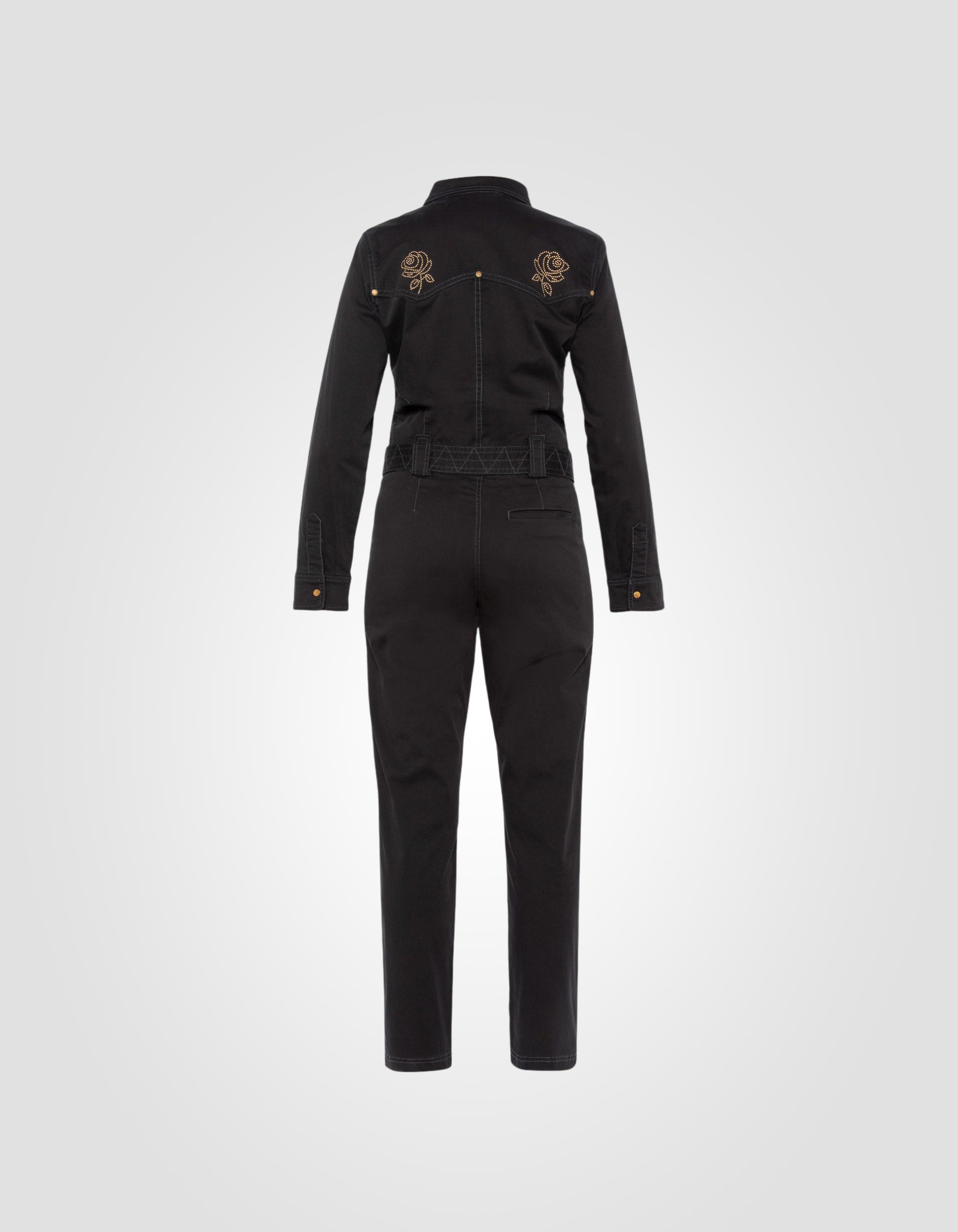 Black Western Combination Flowers con borchie-10