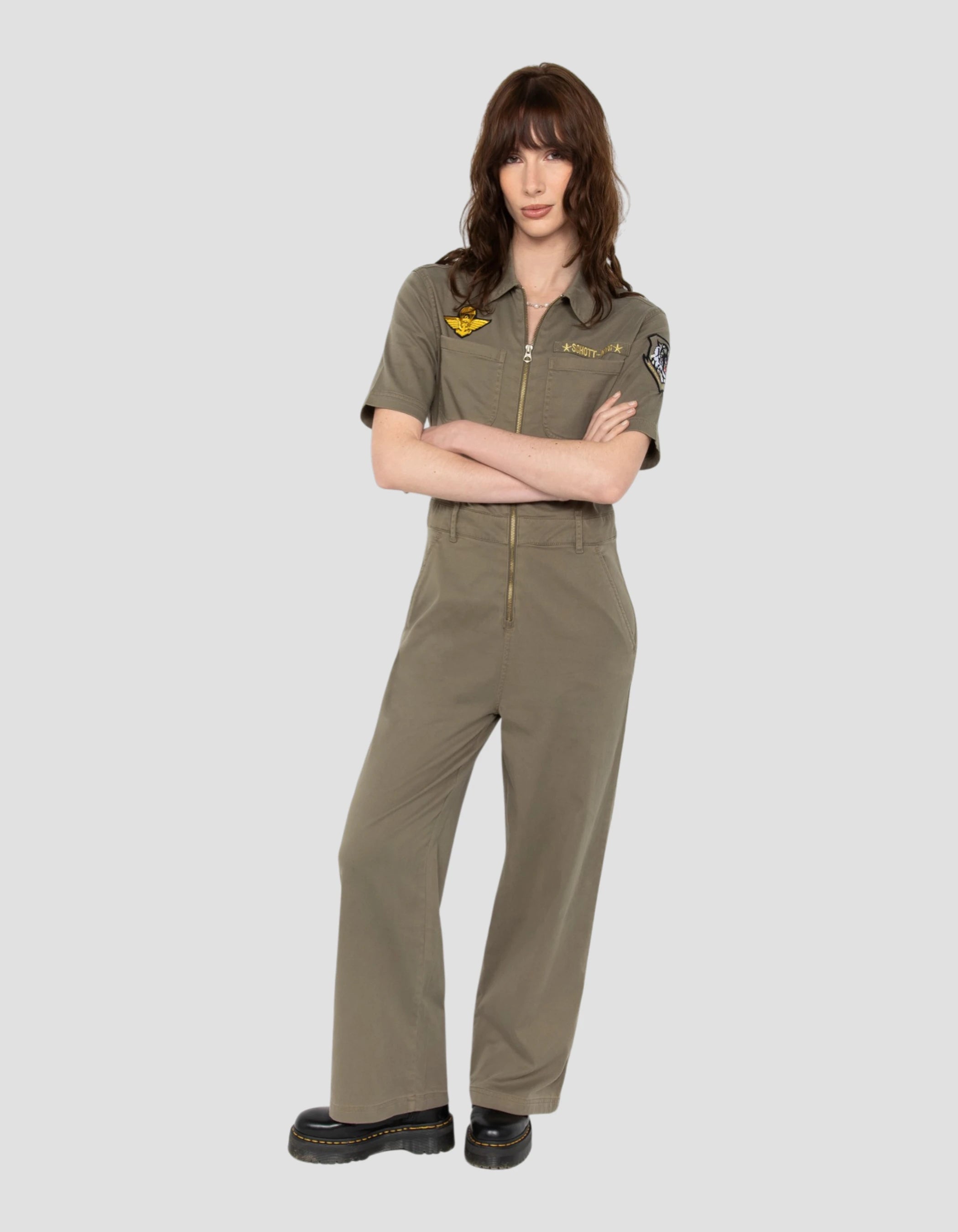 Combinaison kaki clair manches courtes army-3