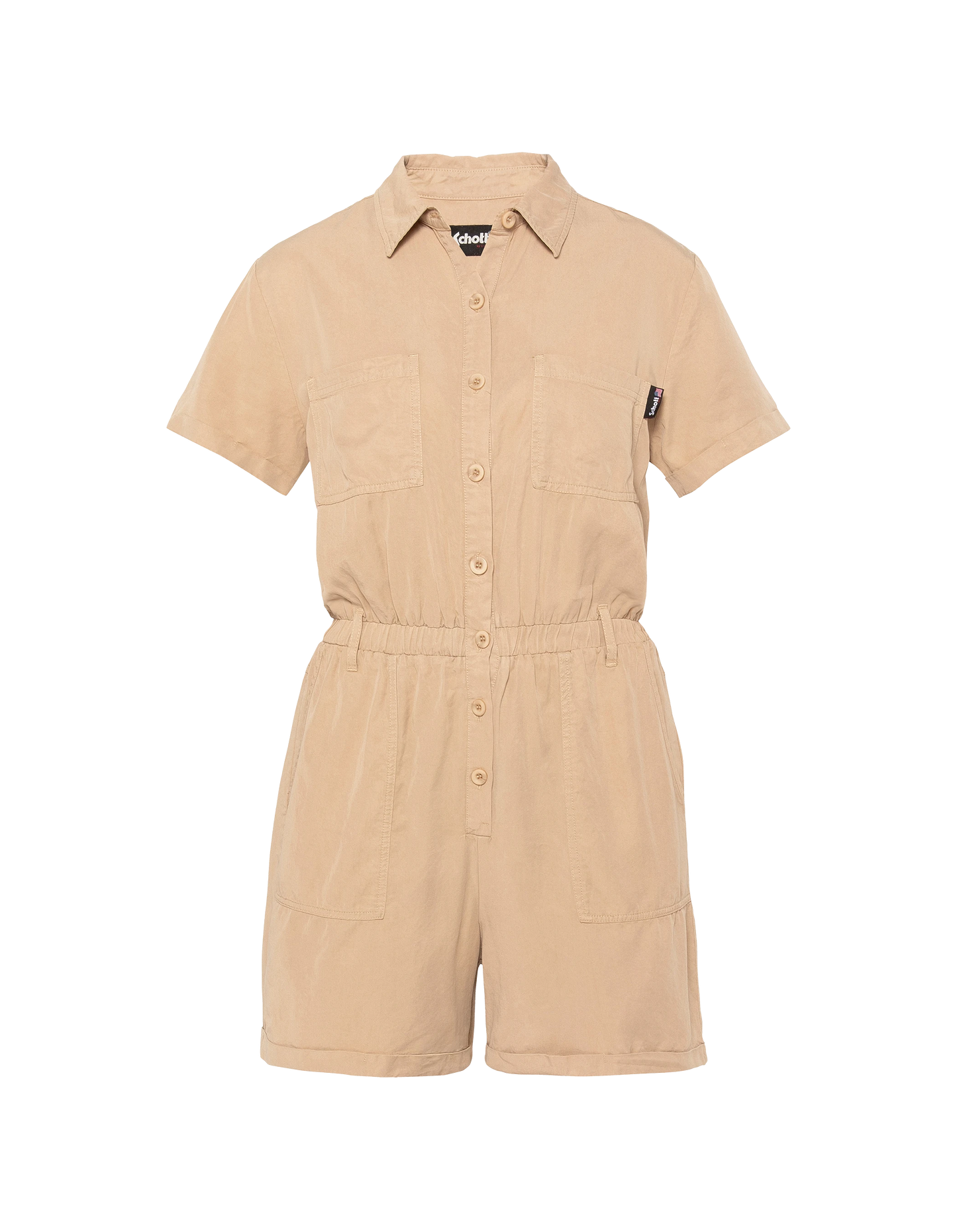 Combishort manches courtes légère beige en Tencel
