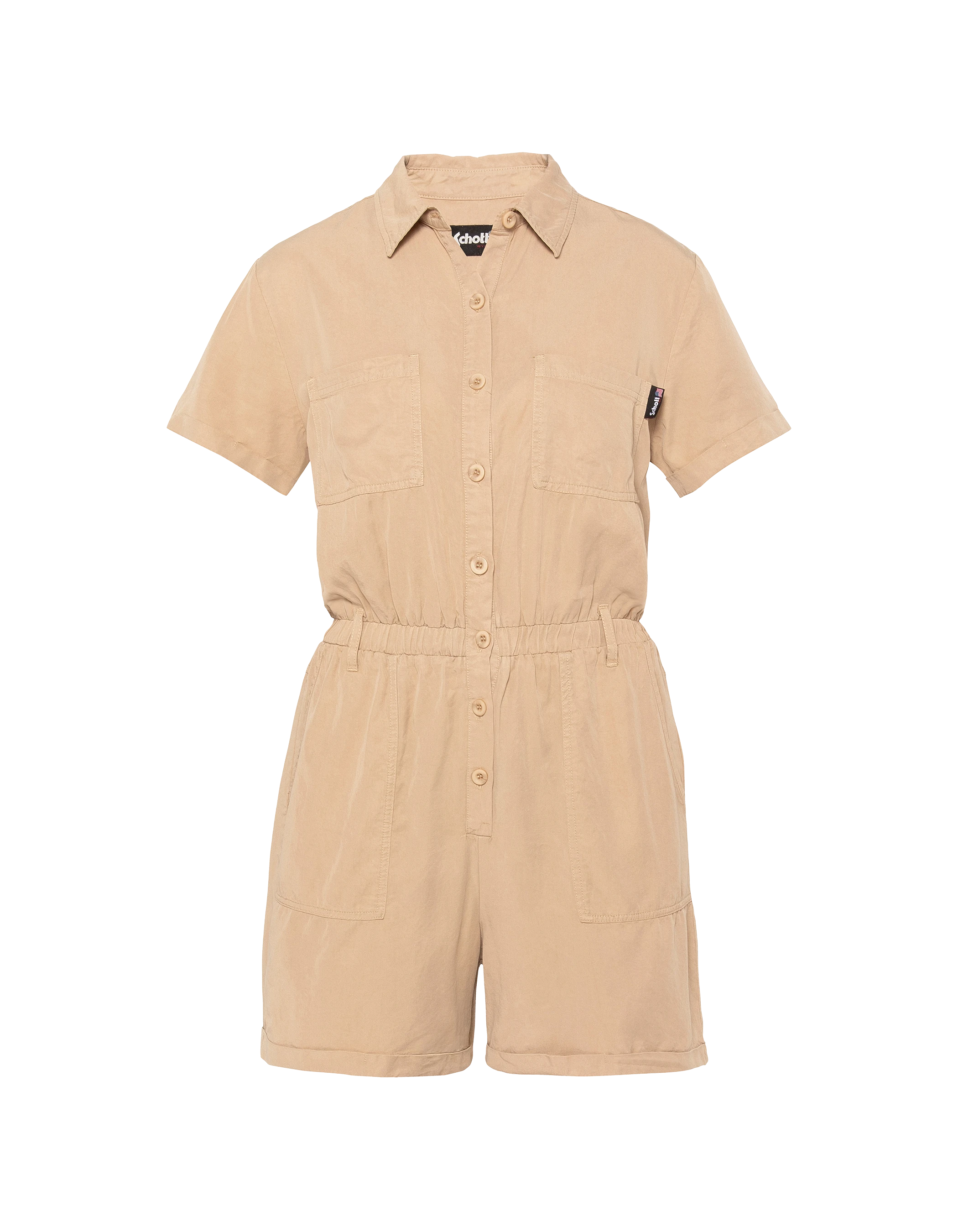 Combishort manches courtes légère beige en Tencel-1