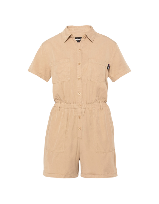 Tutina corta in Tencel beige chiaro a maniche corte