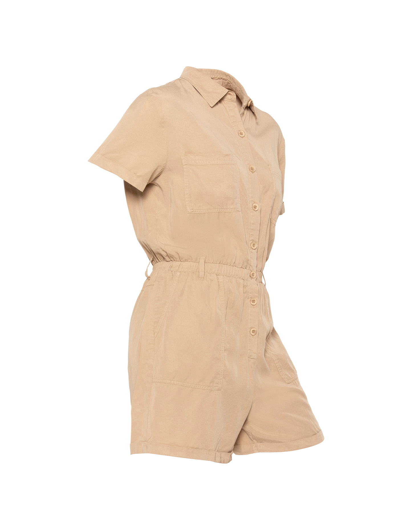 Combishort manches courtes légère beige en Tencel