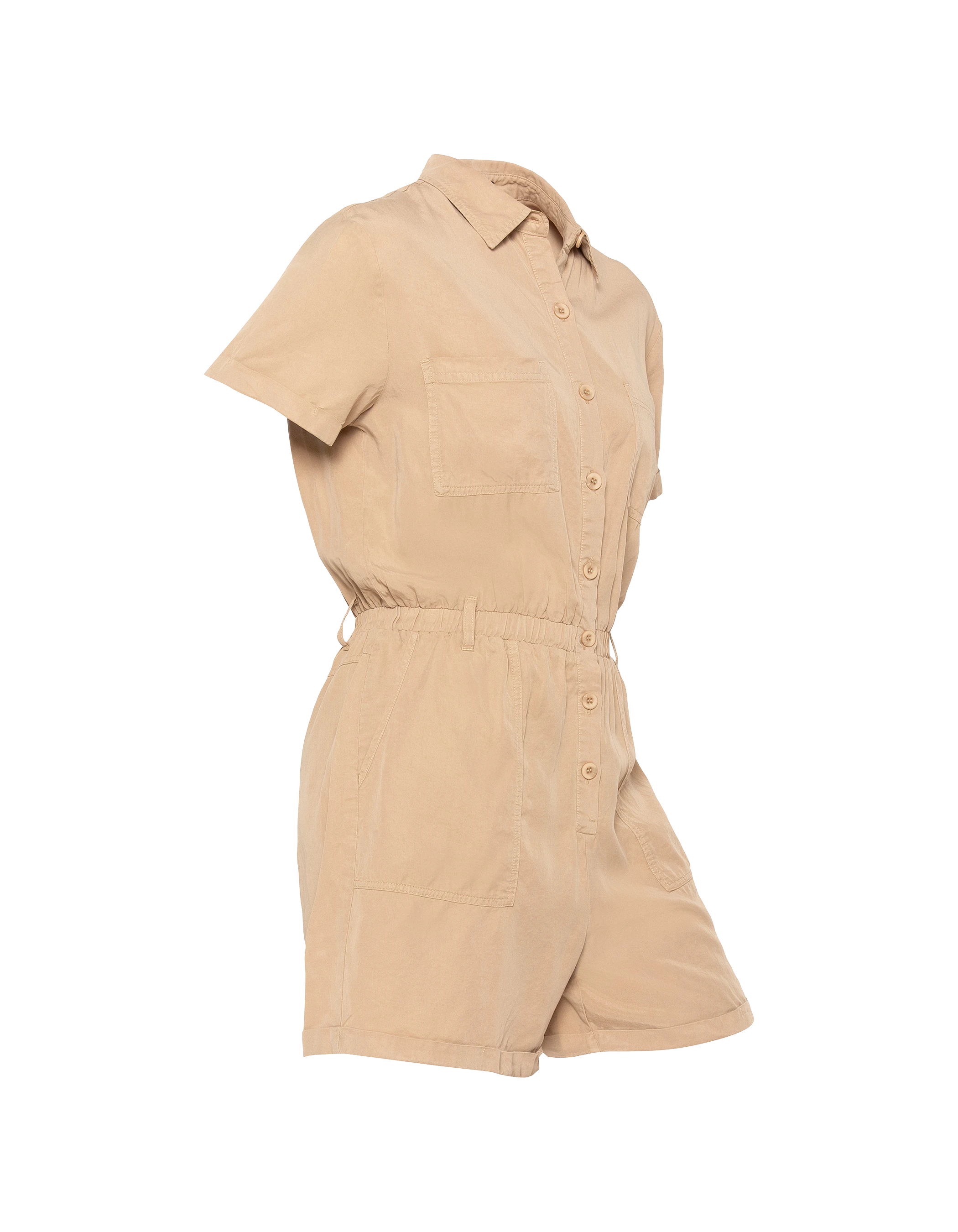 Combishort manches courtes légère beige en Tencel-3