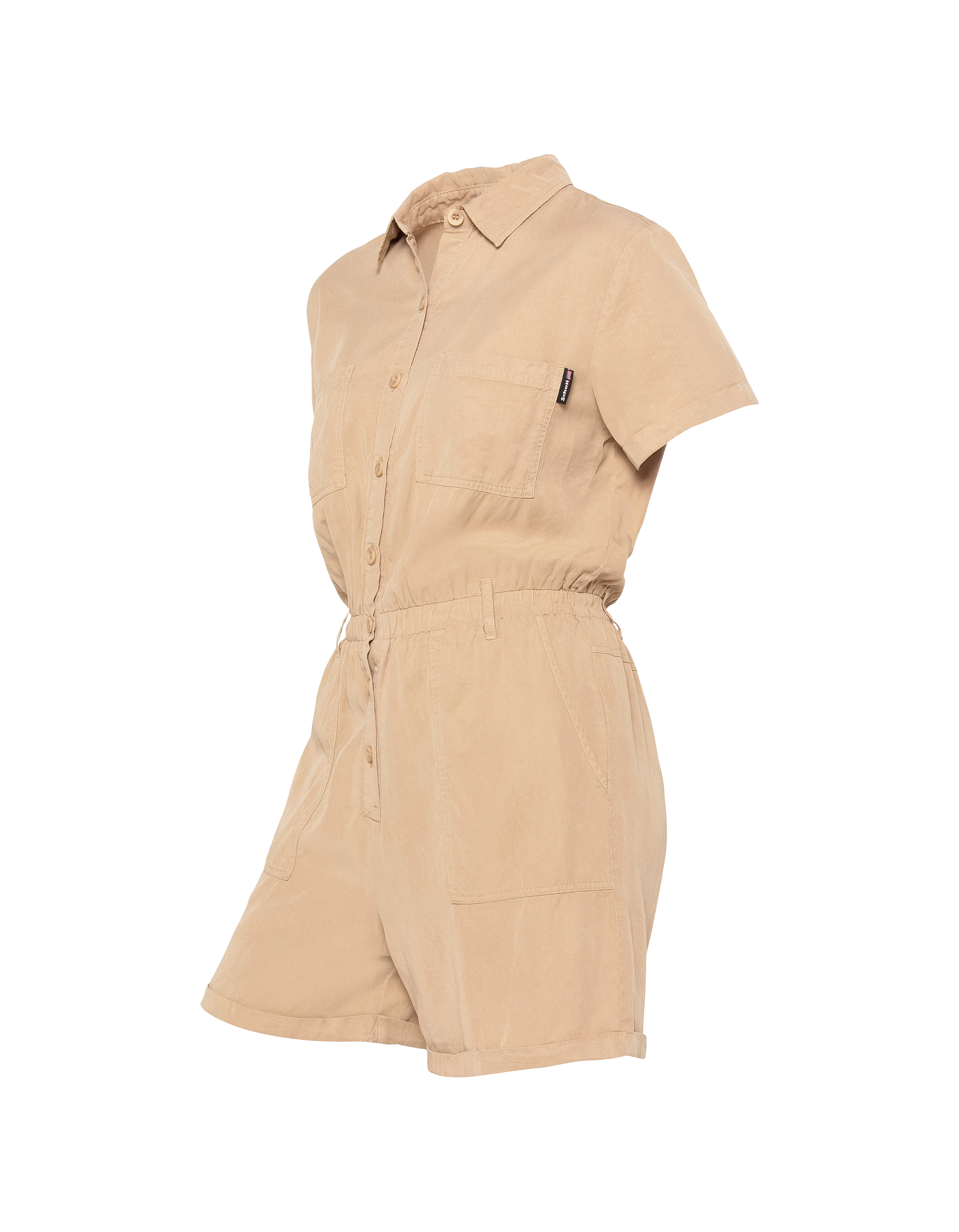 Combishort manches courtes légère beige en Tencel-4