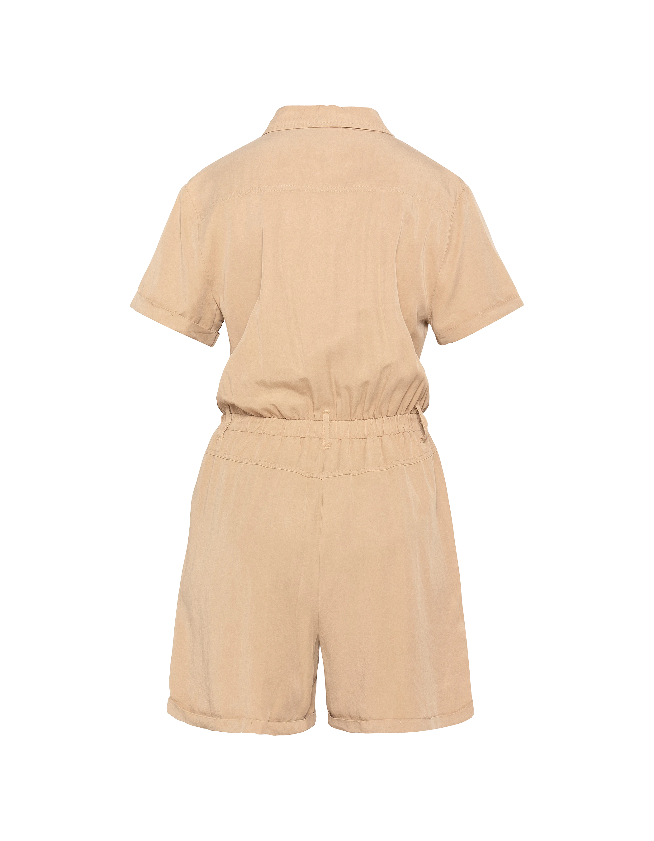 Combishort manches courtes légère beige en Tencel-2