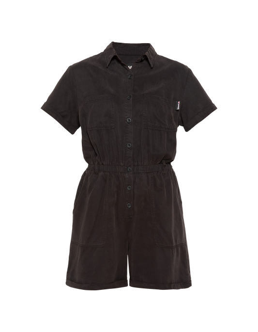Combishort manches courtes légère noire en Tencel
