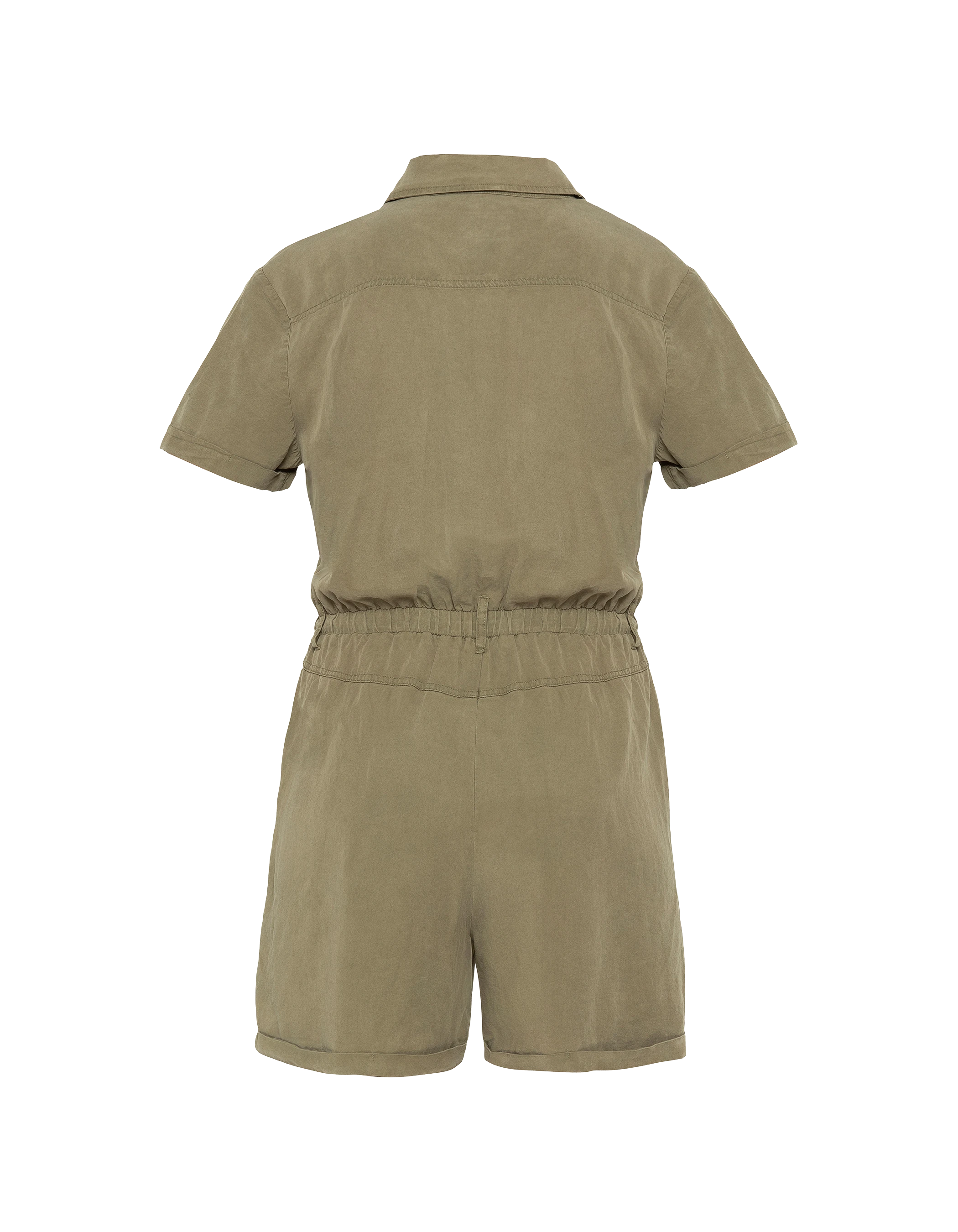 Leichter Khaki-Kurzarm-Playsuit aus Tencel-2