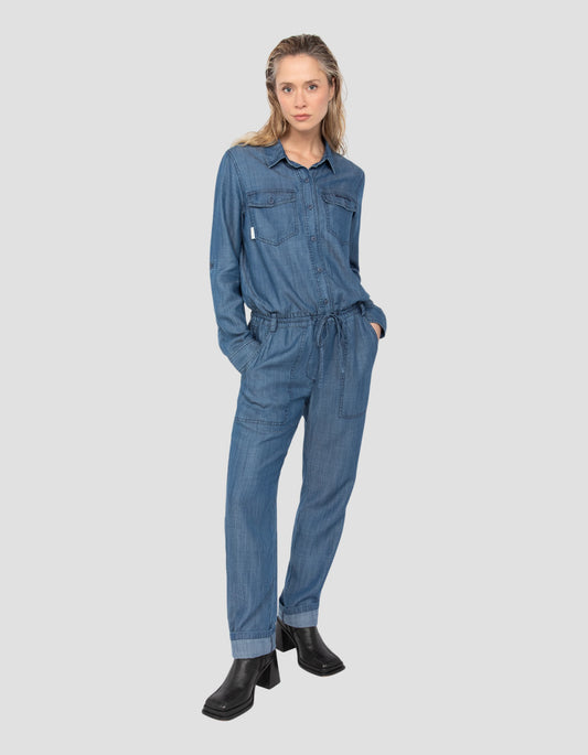 Casual indigo tencel jumpsuit