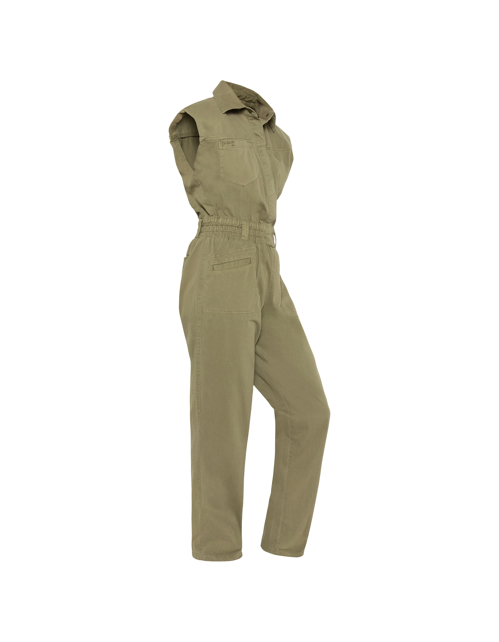 Combinaison saharienne kaki clair sans manches-3