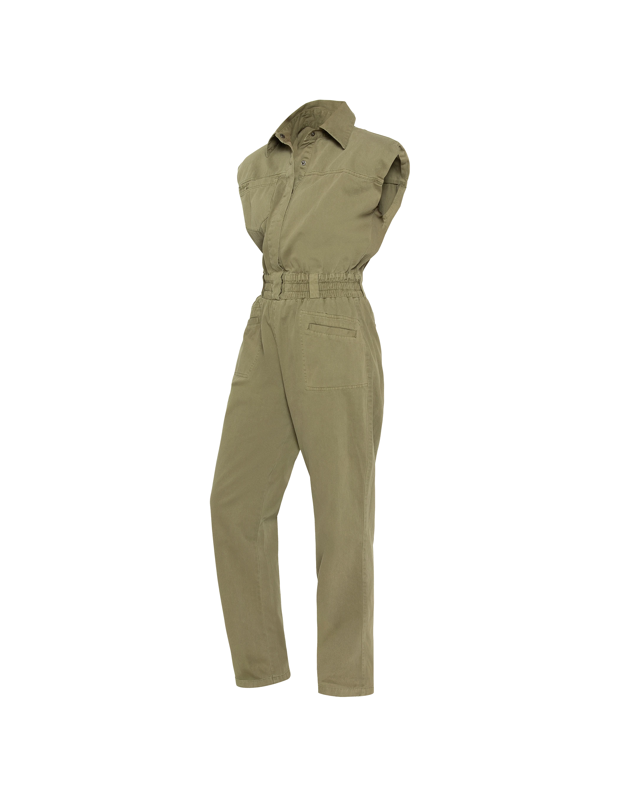 Combinaison saharienne kaki clair sans manches-4