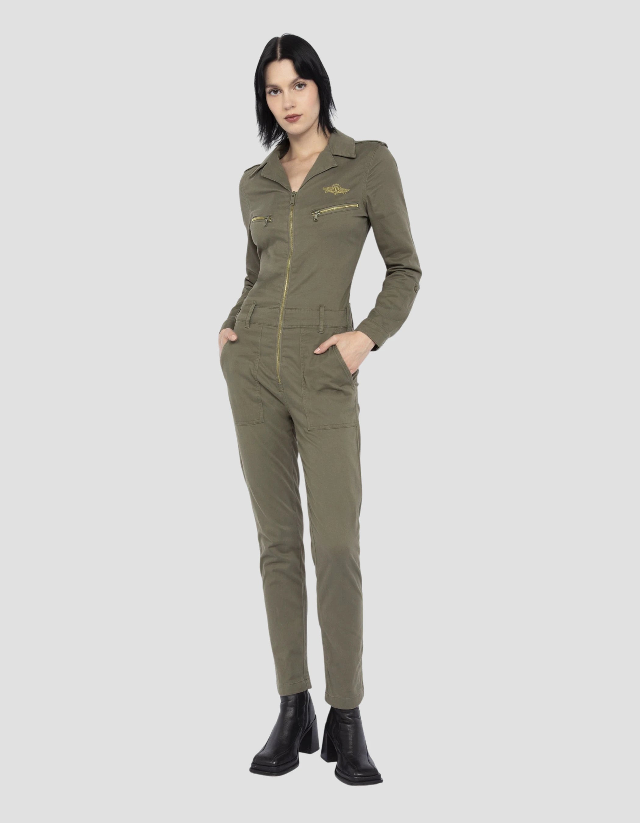 Combinazione slim kaki leggera morbida e confortevole-3