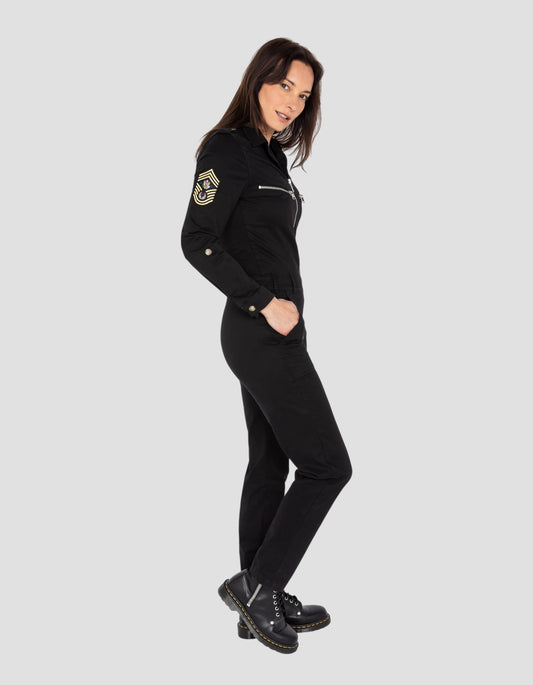 Combinaison slim badgée souple et confortable noire