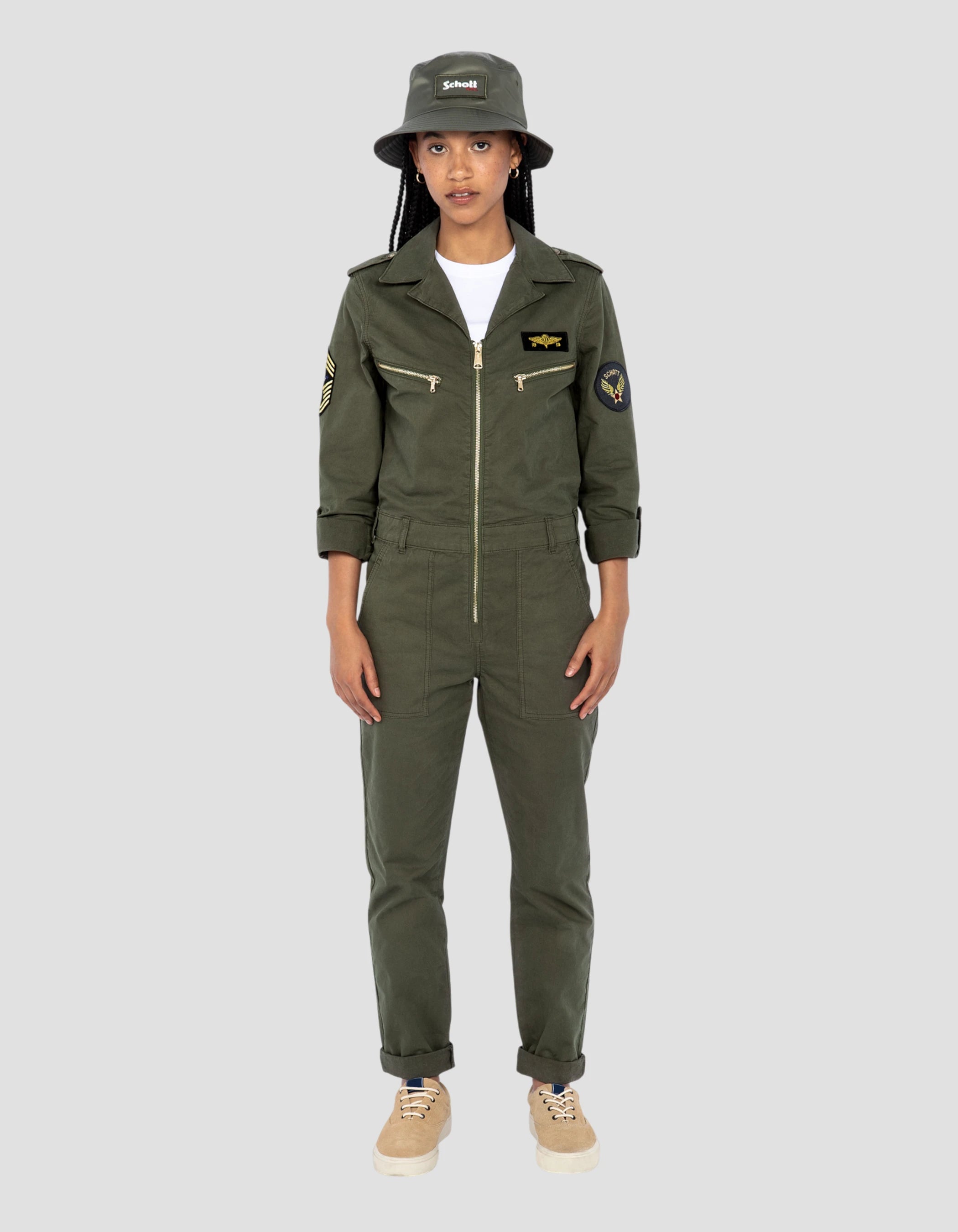 Kaki morbida e confortevole combinata sottile-1