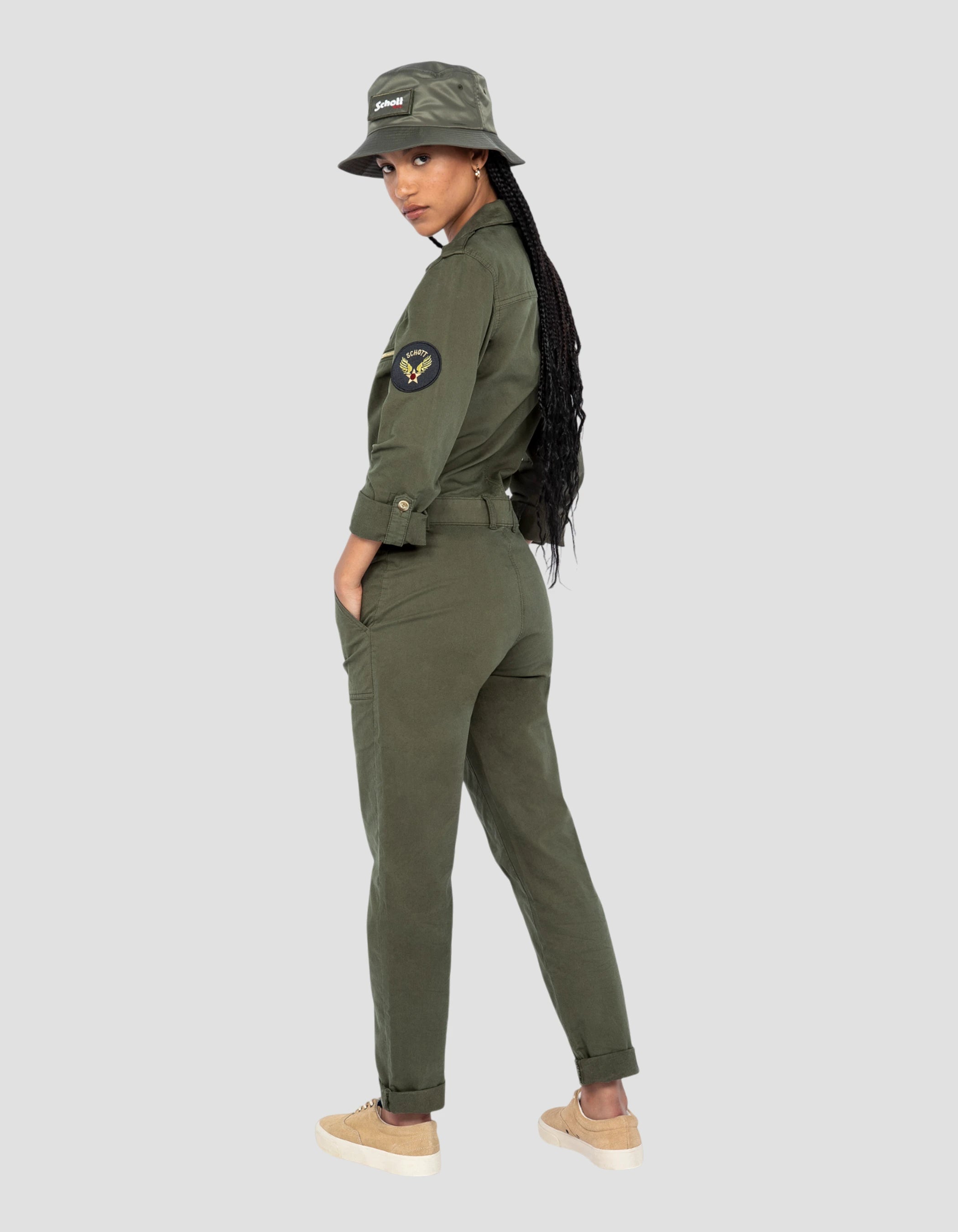 Kaki morbida e confortevole combinata sottile-5