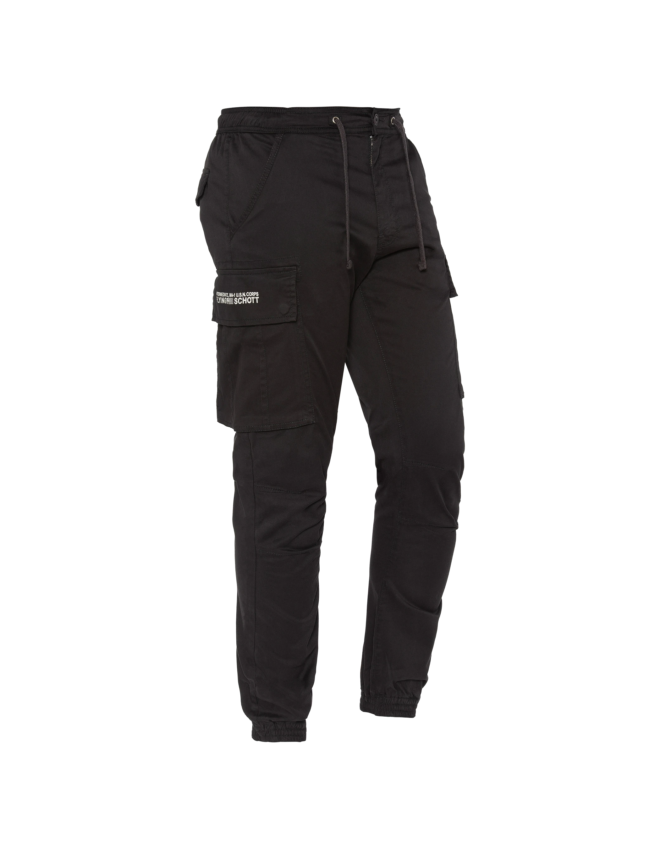 Black stretch cargo pants-3