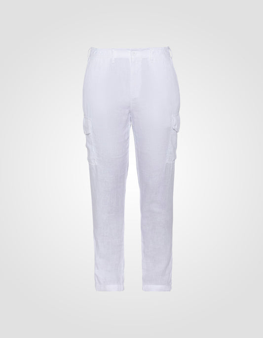 Pantalon cargo blanc en lin